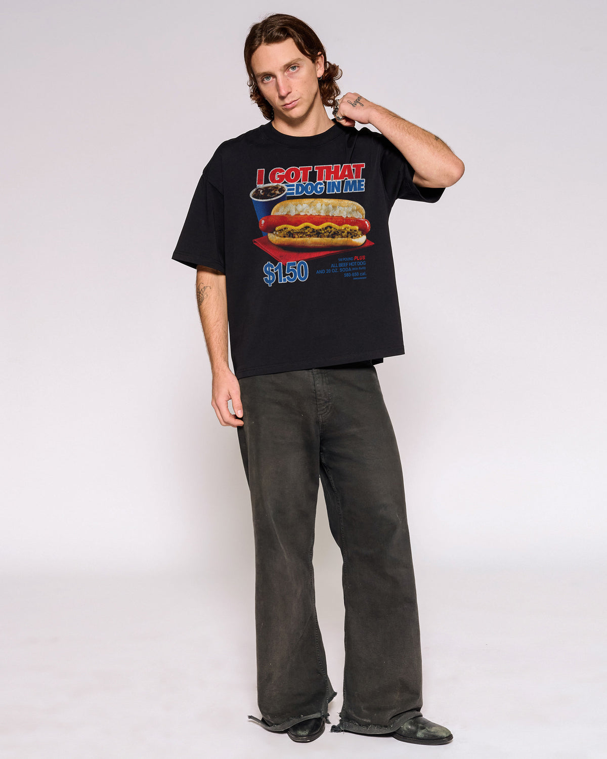 I Got That Dog In Me Black Oversized Crop Tee Full-Body