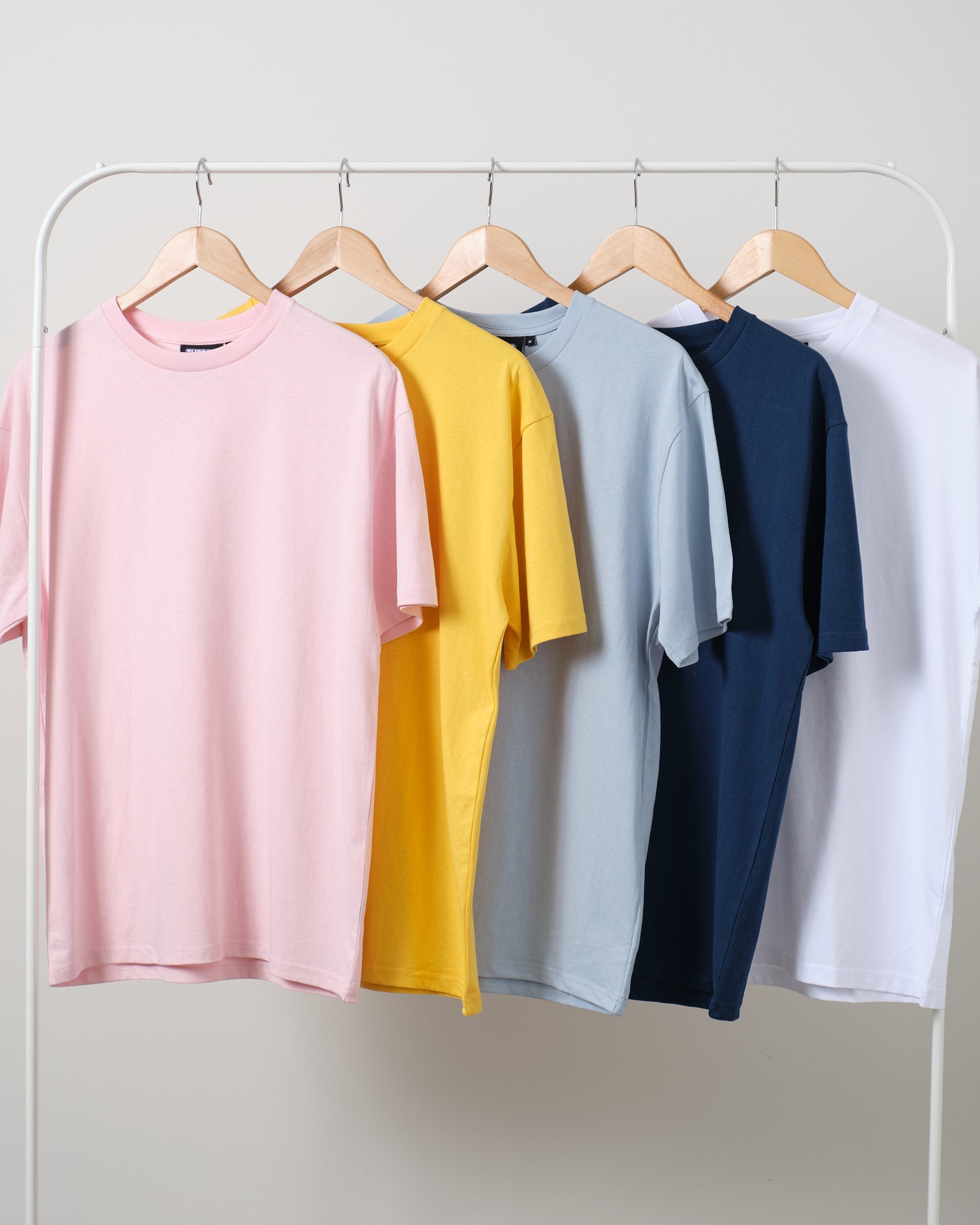 Classic Tee 5 Pack: Pink, Yellow,Pale Blue, Navy, White Australia Online