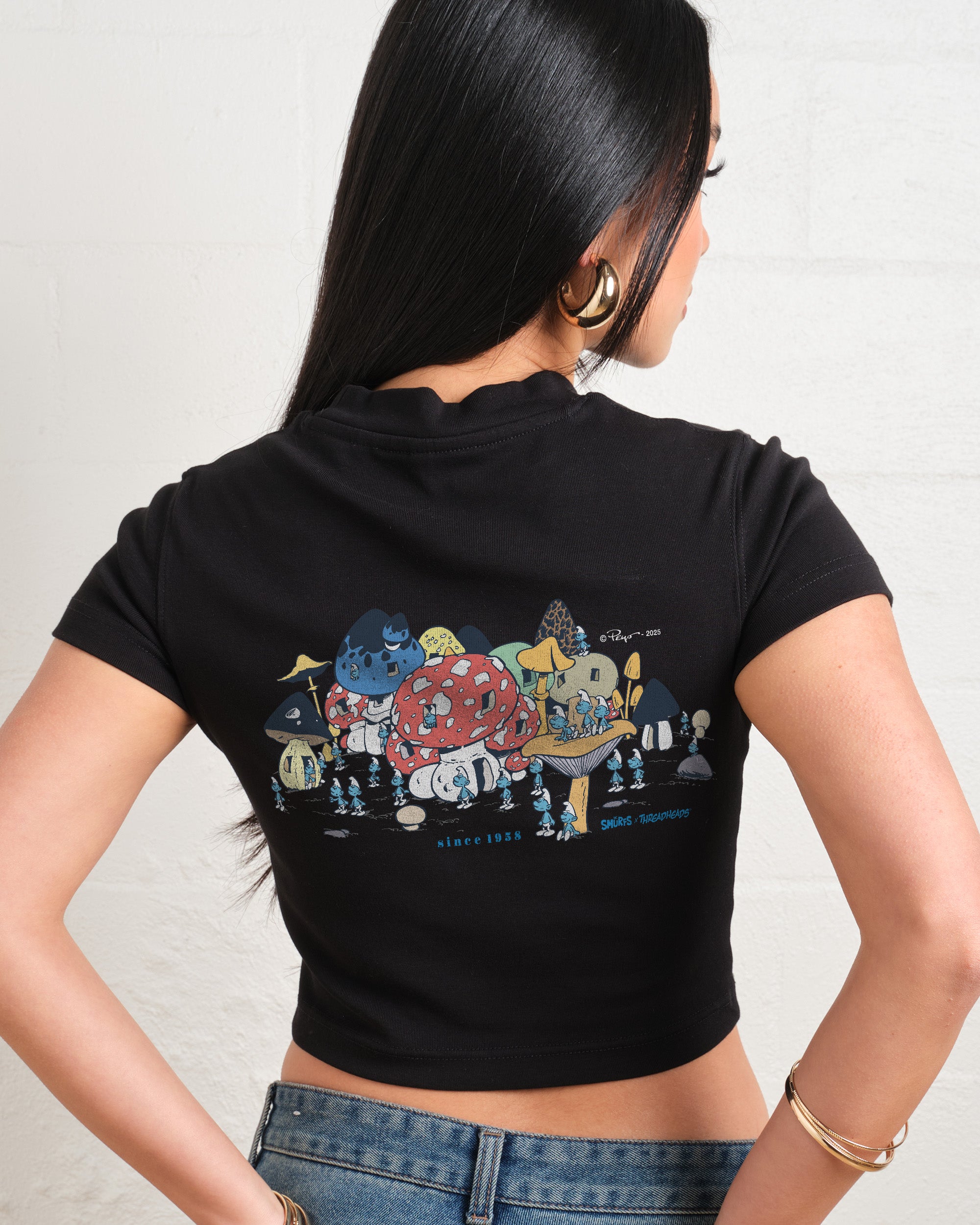 The Vintage Village Baby Tee Offical Smurfs x Threadheads Online