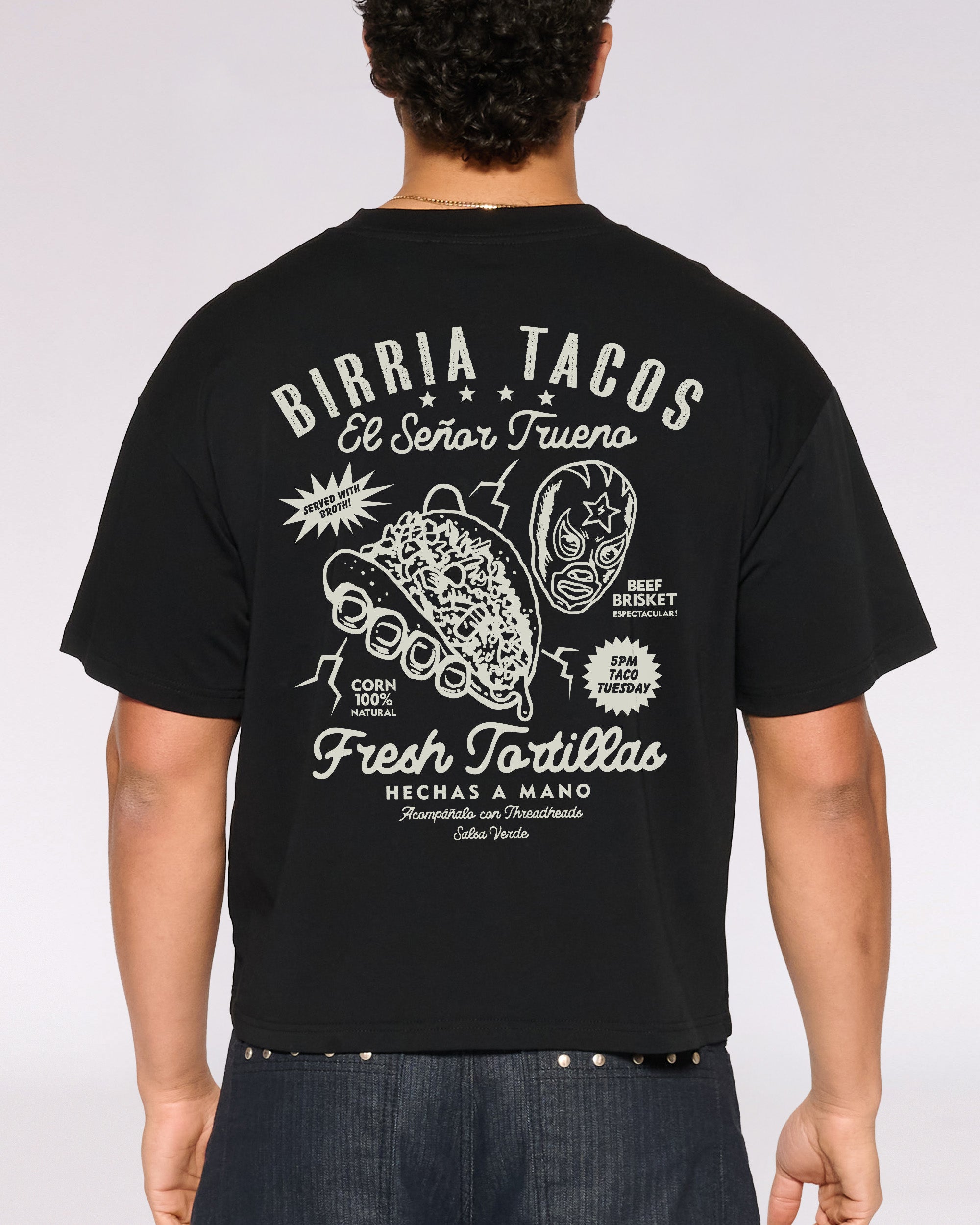 Birria Tacos El Senor Trueno Oversized Crop Tee