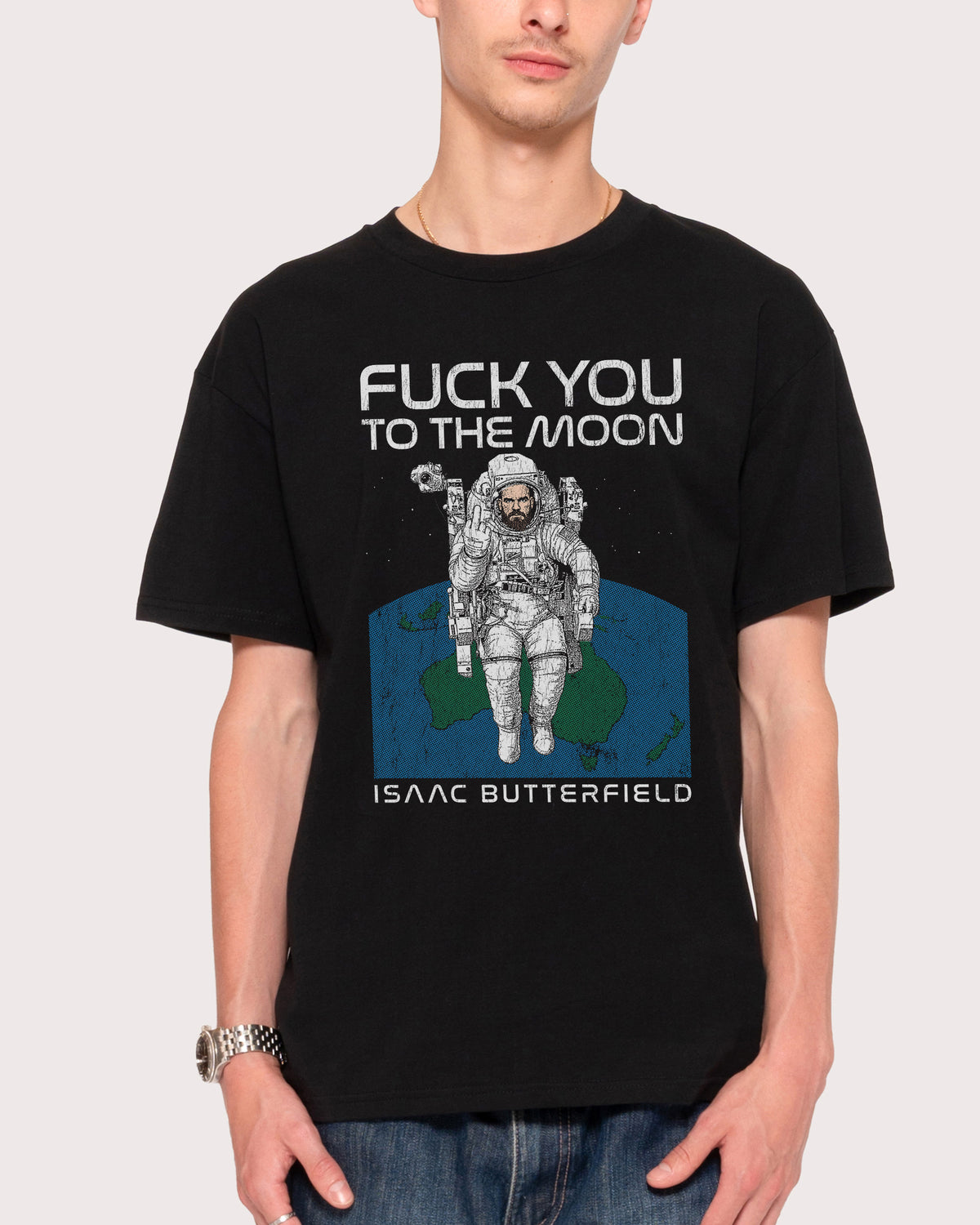 To The Moon Black Oversized Tee