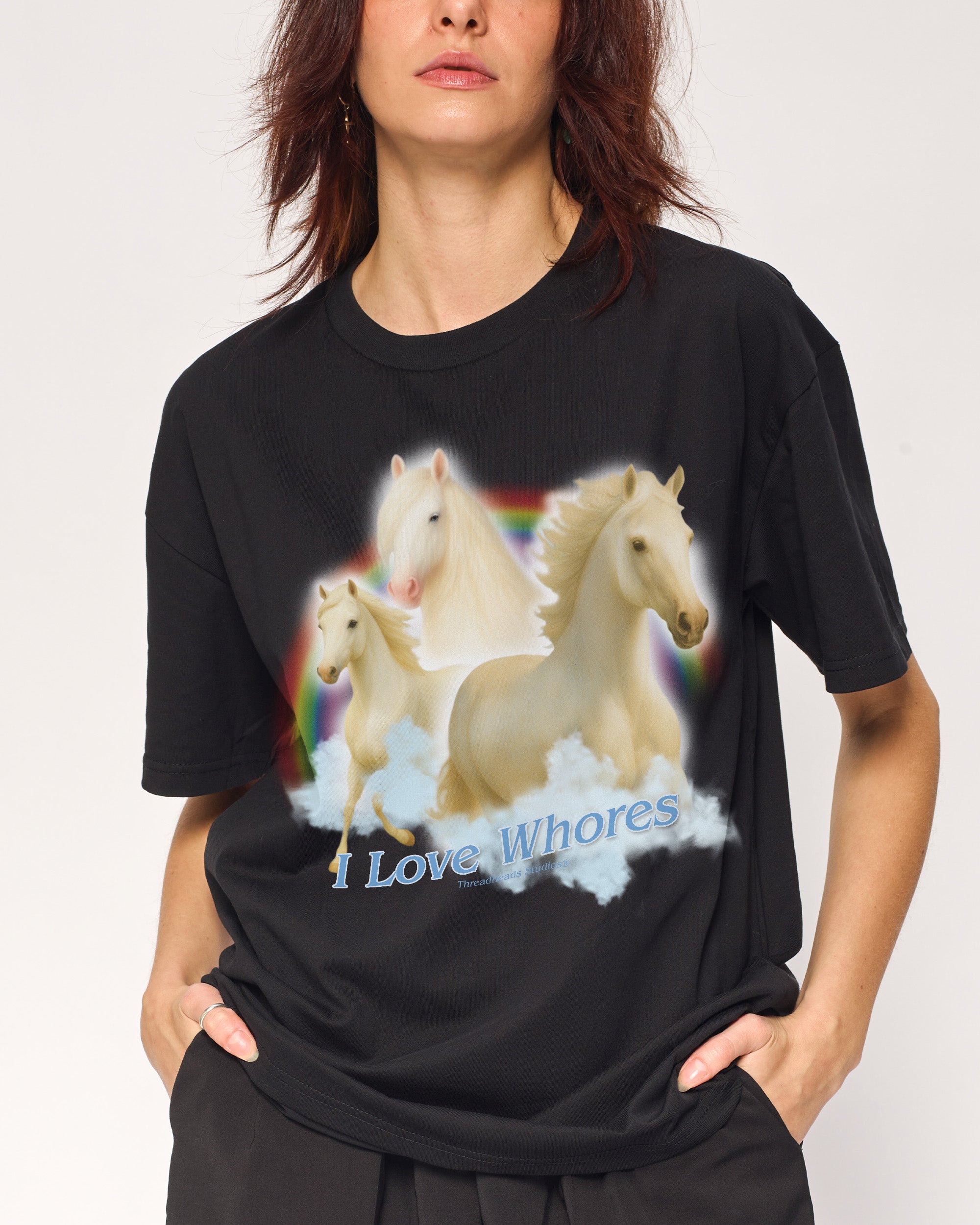 I Love Whores Black T-Shirt