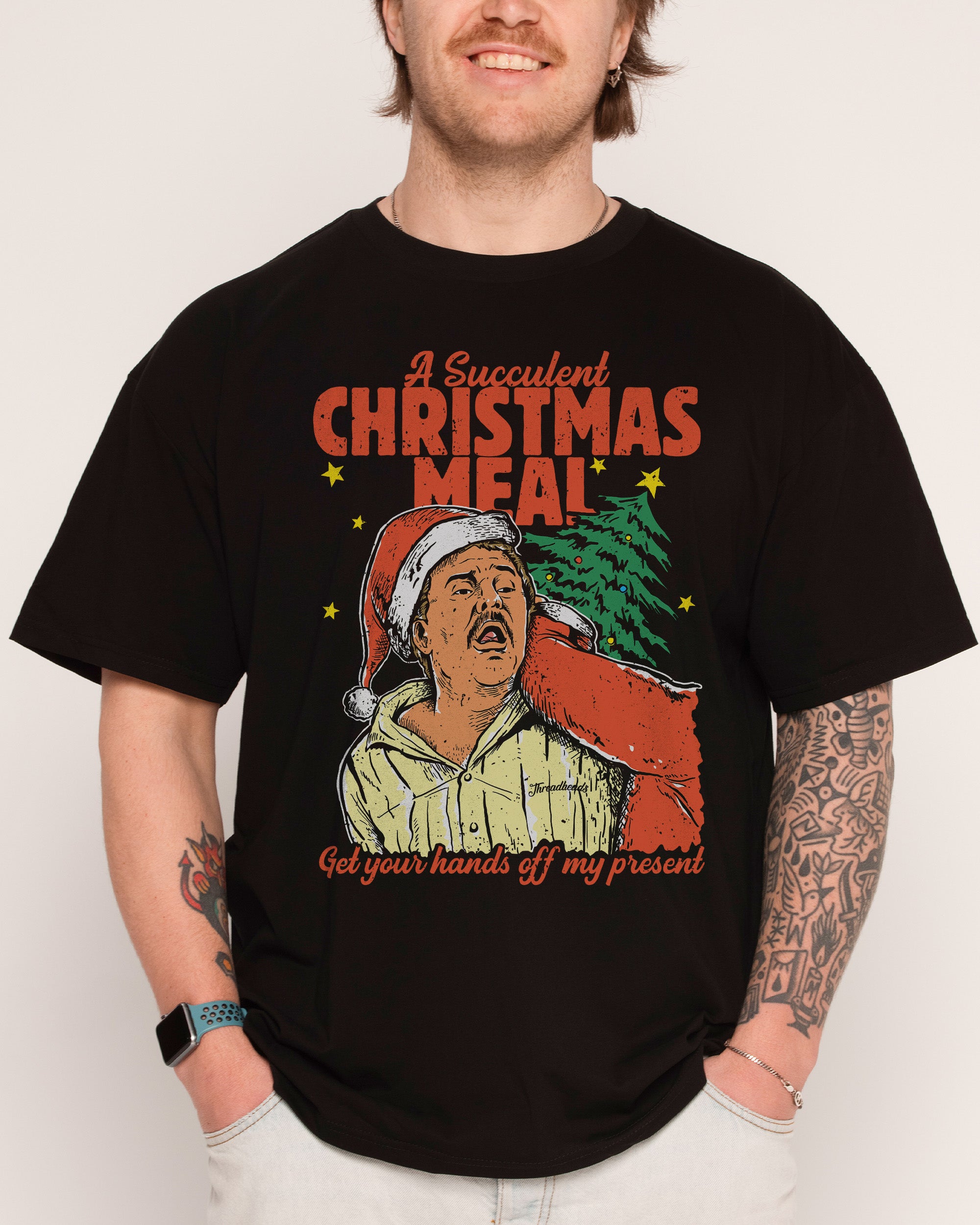 succulent tee shirt Succulent Christmas Meal T-Shirt | Regular Fit | S | Black | 100% Combed Cotton