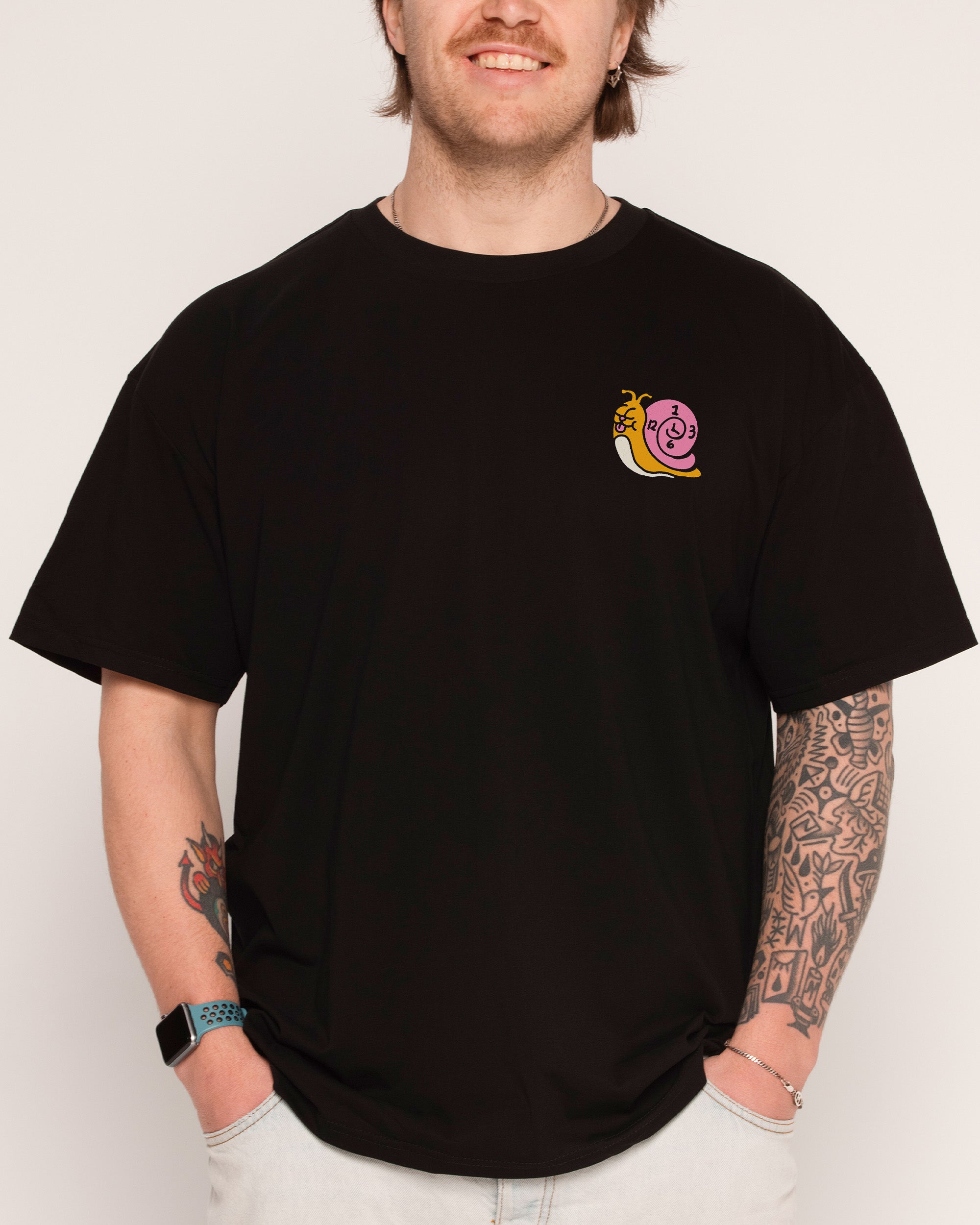 Time is on My Side Front and Back Black T-Shirt