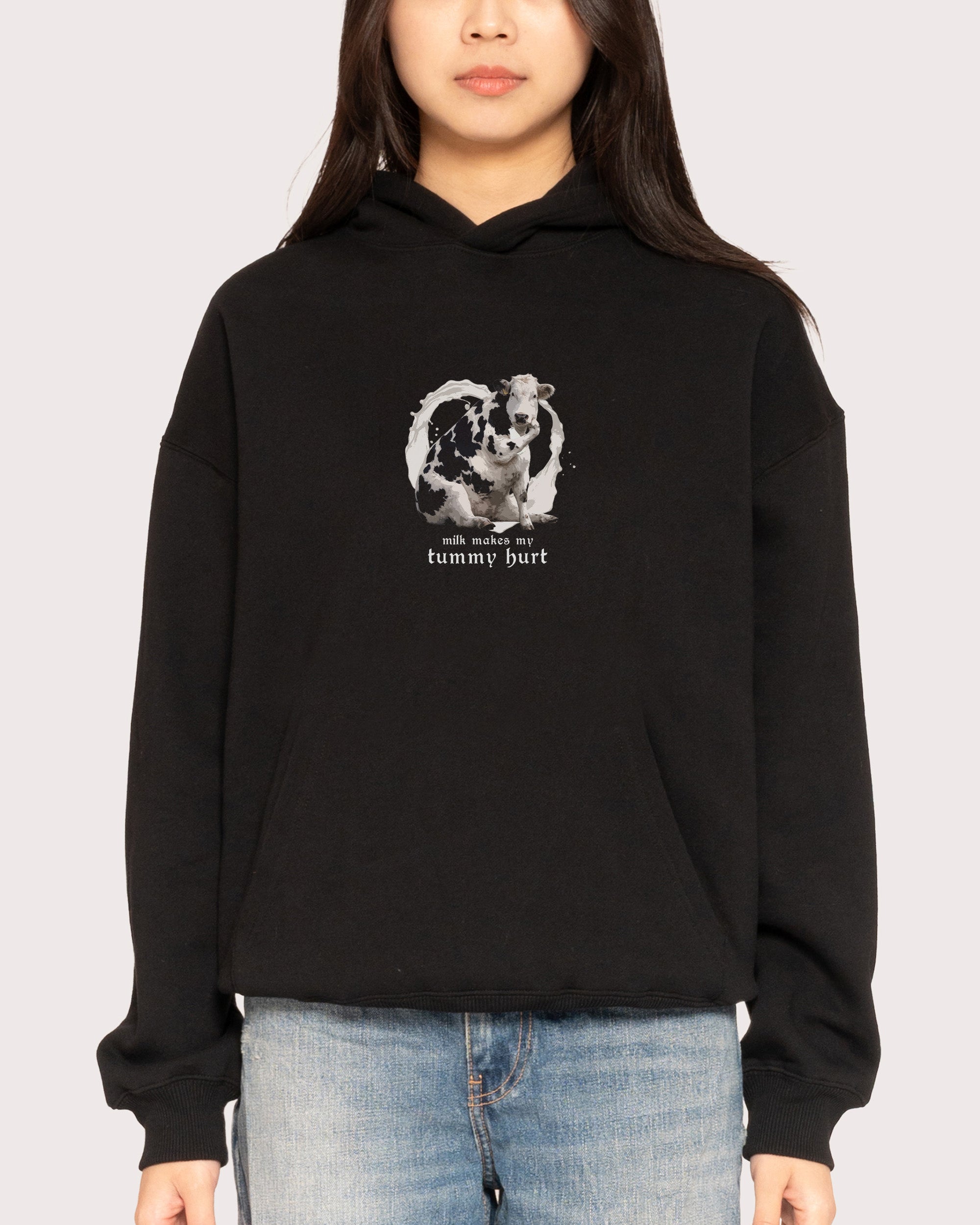 Milk Makes My Tummy Hurt Black Hoodie
