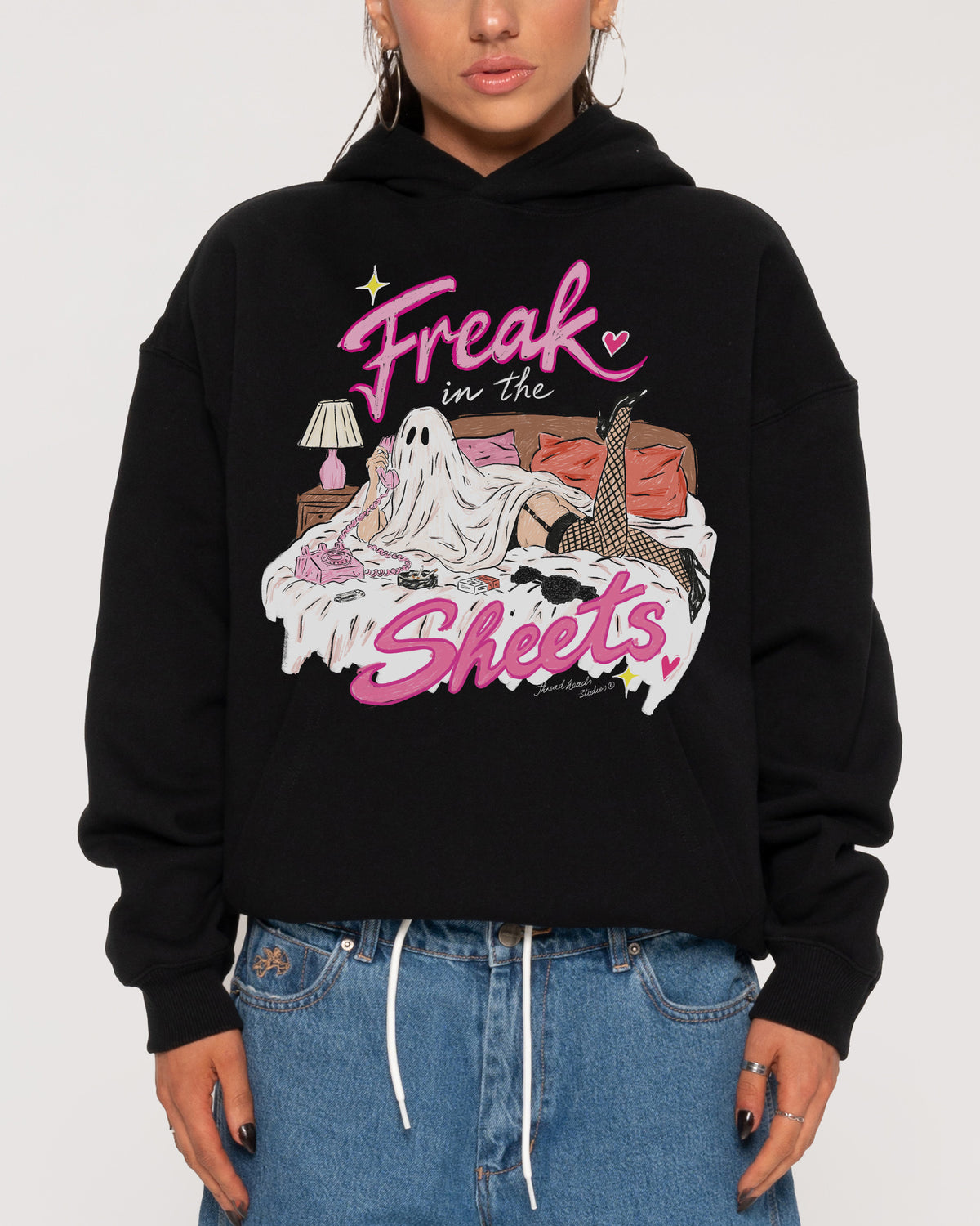 Freak in the Sheets Ghost Black Hoodie