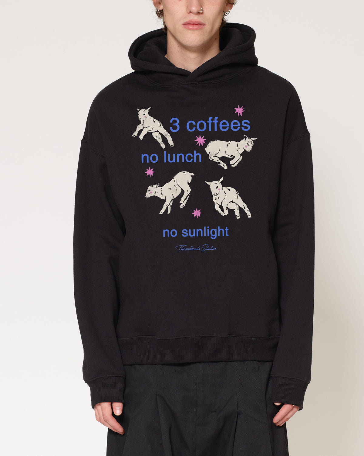3 coffees Black Hoodie