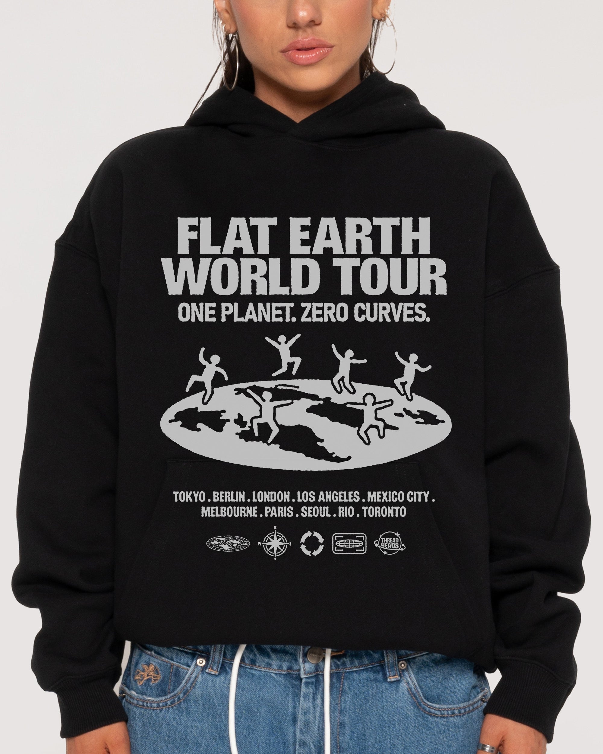 Flat Earth World Tour Black Hoodie