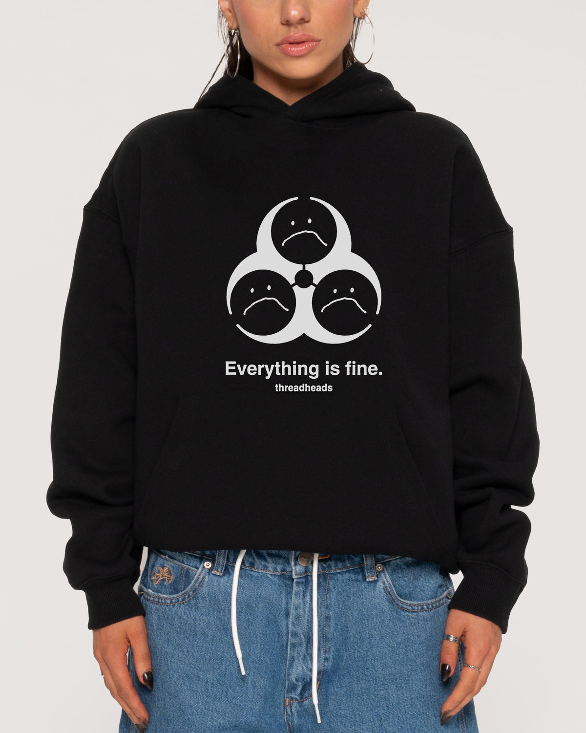 Everything Is Fine Biohazard Black Hoodie