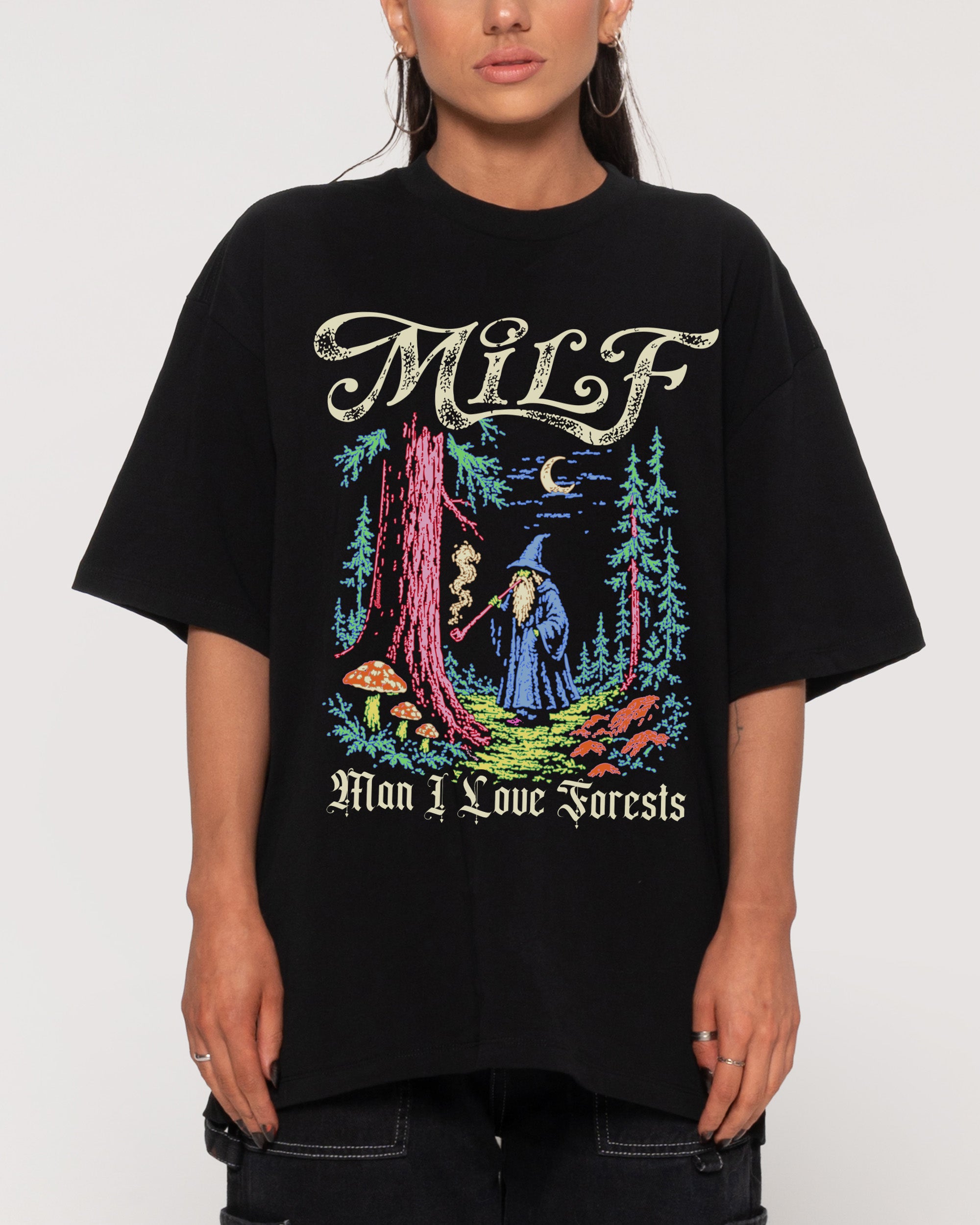 Man I Love Forests Black Oversized Tee