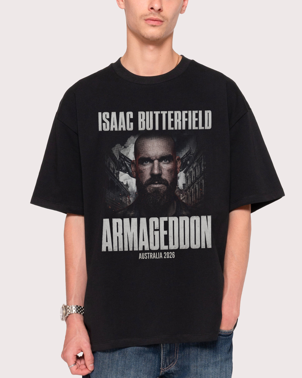 2026 Tour Merch Black Oversized Tee