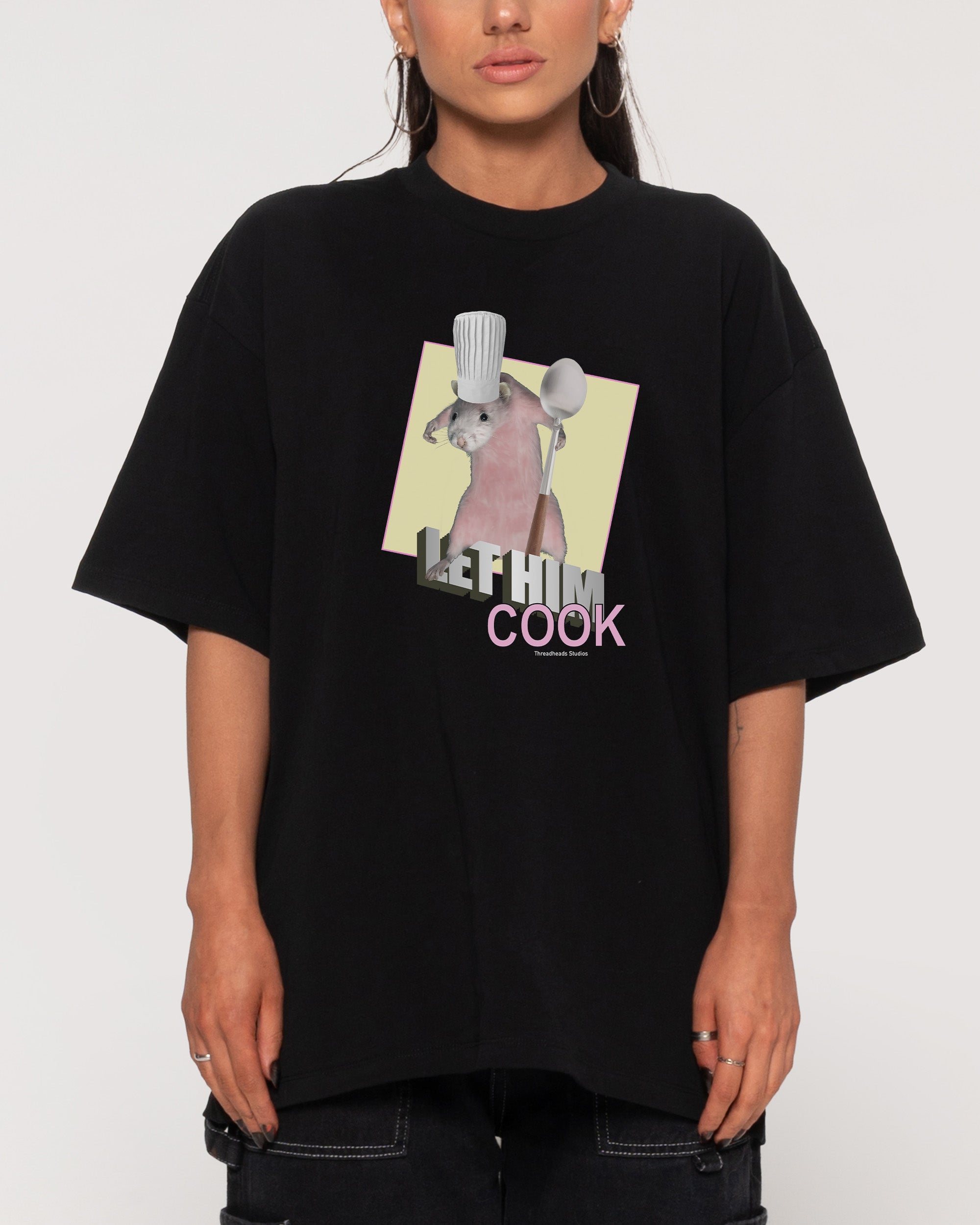 Let Him Cook Black Oversized Tee
