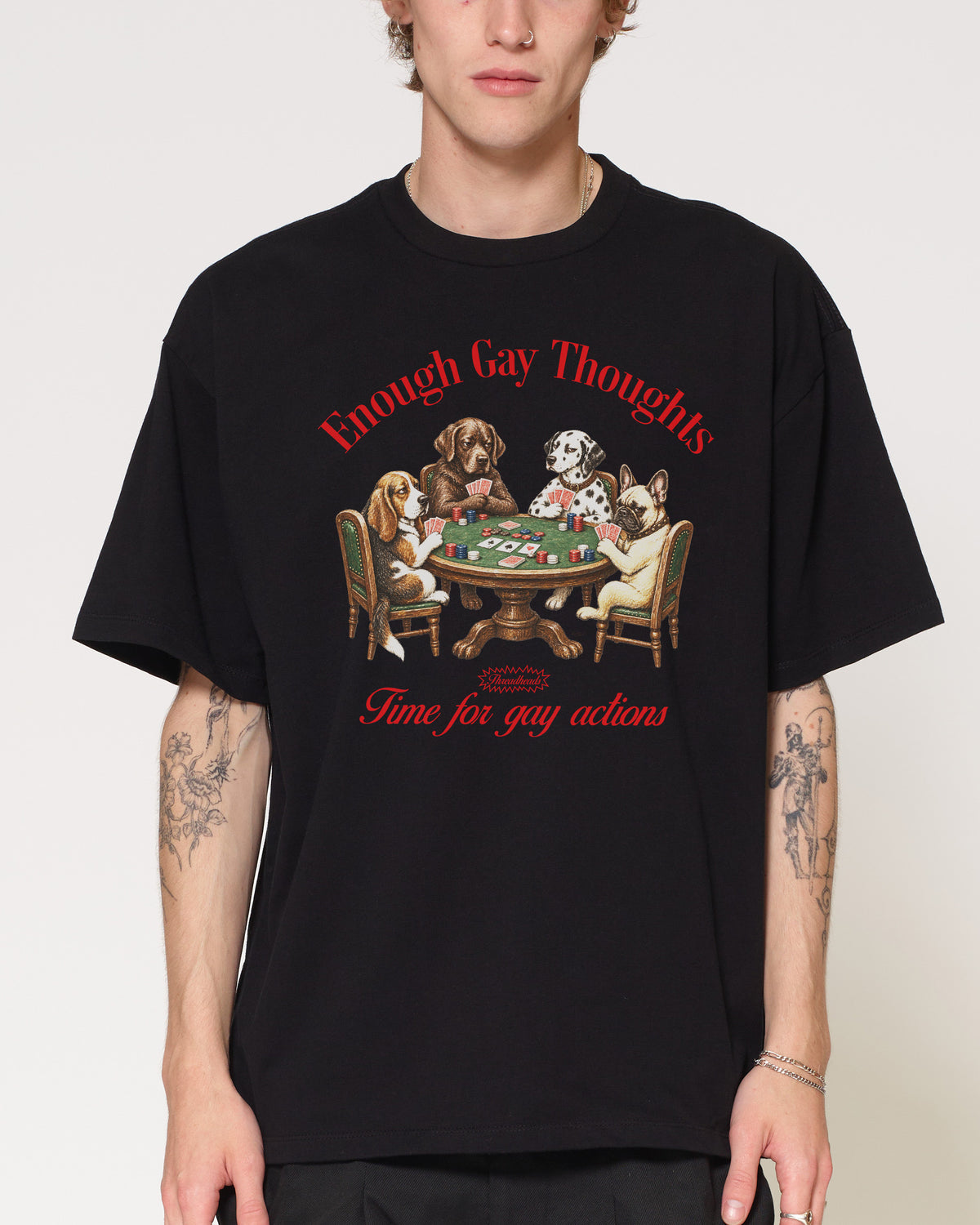 Enough Gay Thoughts Black Oversized Tee
