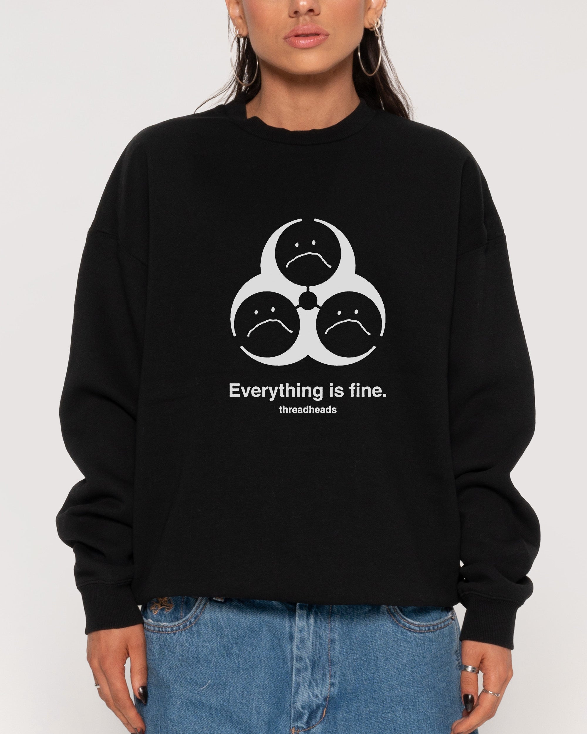 Everything Is Fine Biohazard Black Sweatshirt