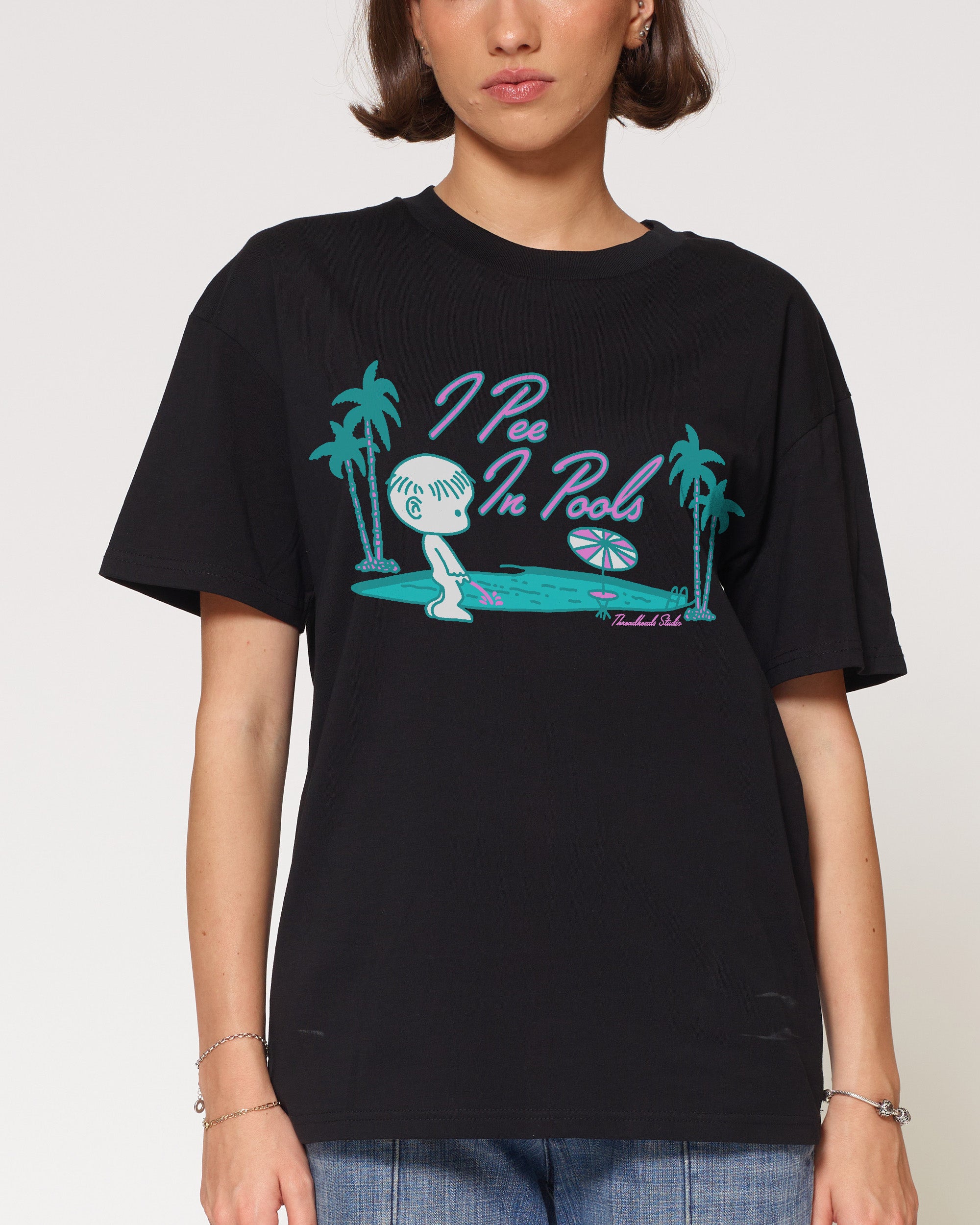 I Pee In Pools Black T-Shirt