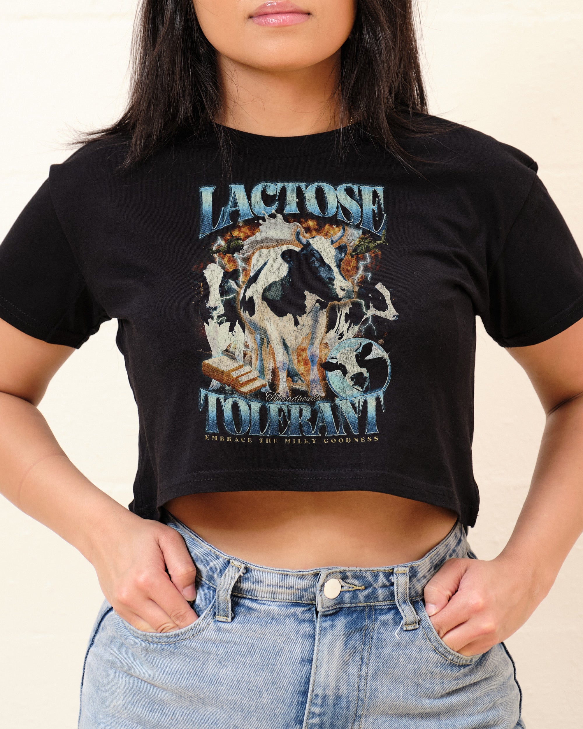 Lactose Tolerant Crop Tee Funny Graphic Crop Tee NZ