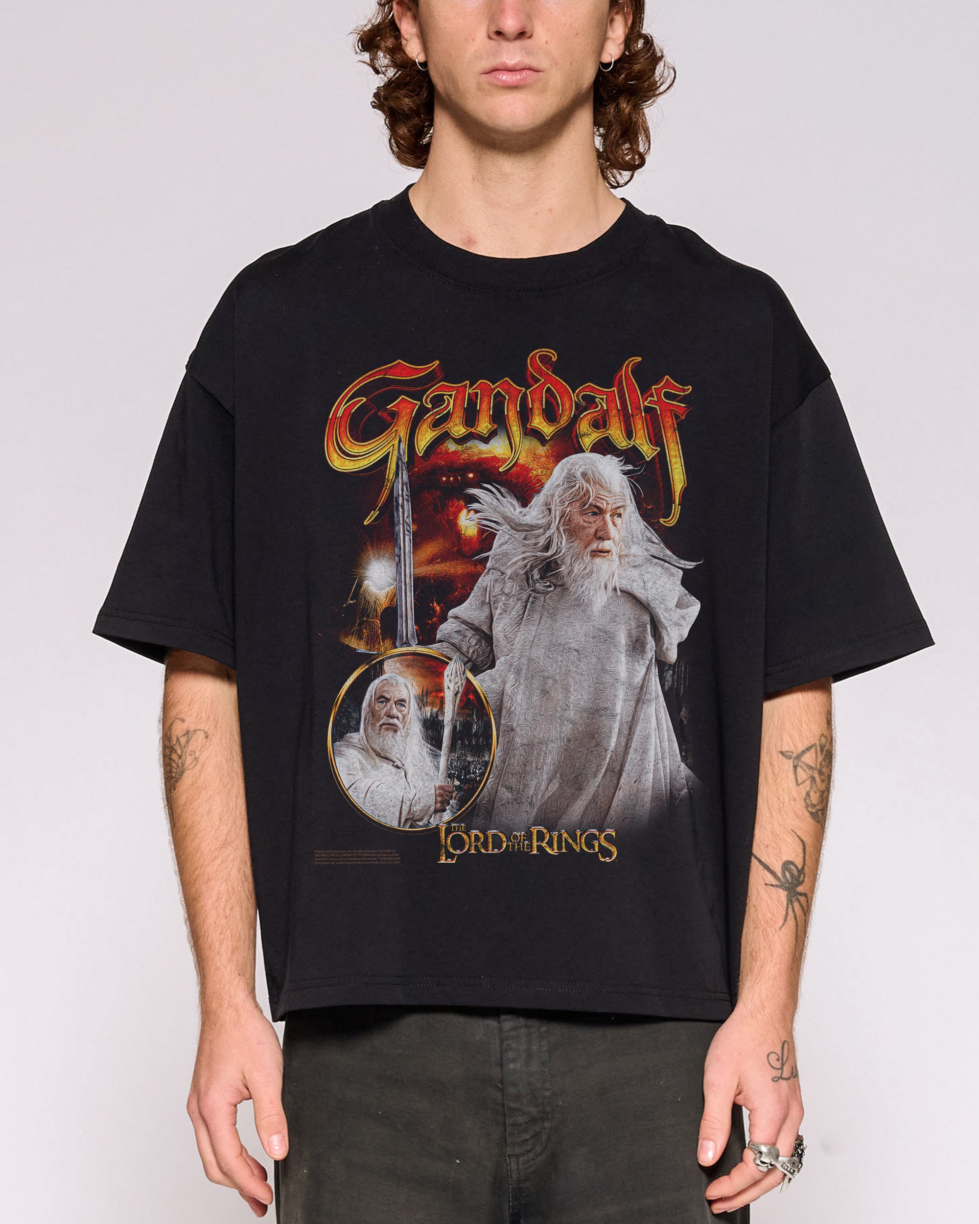 Gandalf the White Black Oversized Crop Tee