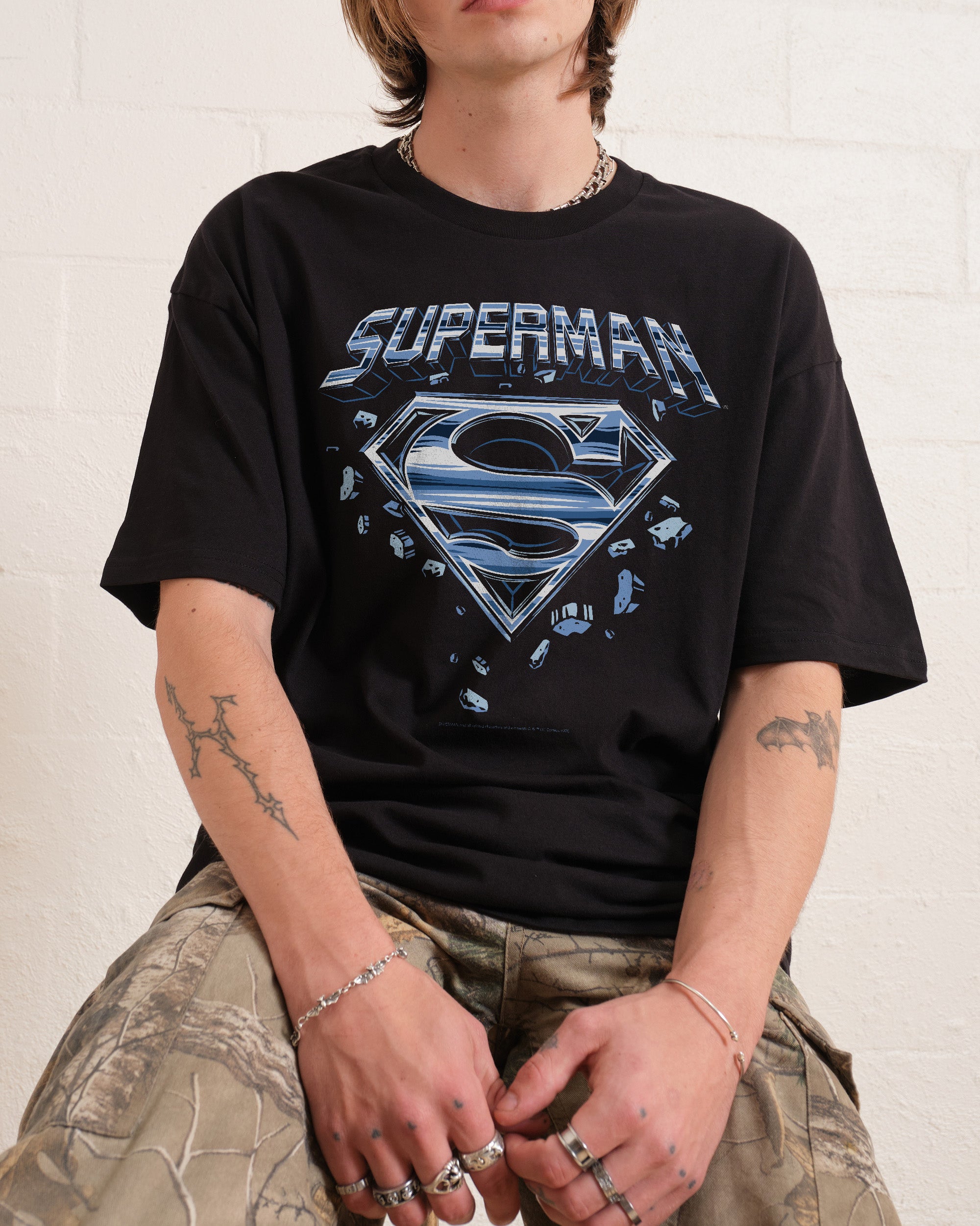 Superman Man Of Steel Chrome Logo T-Shirt Australia Online
