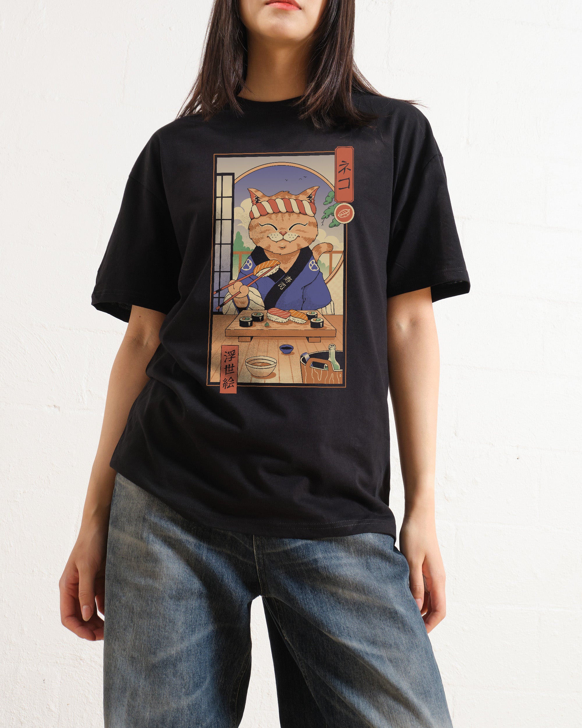 Sushi Cat in Edo T-Shirt Australia Online