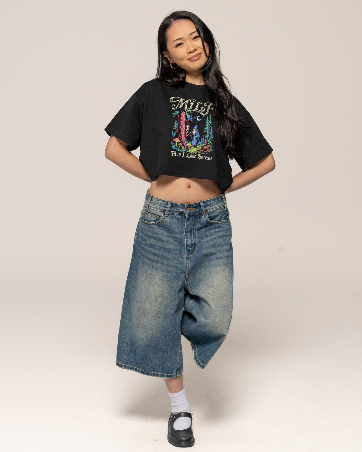 Man I Love Forests Black Crop Tee