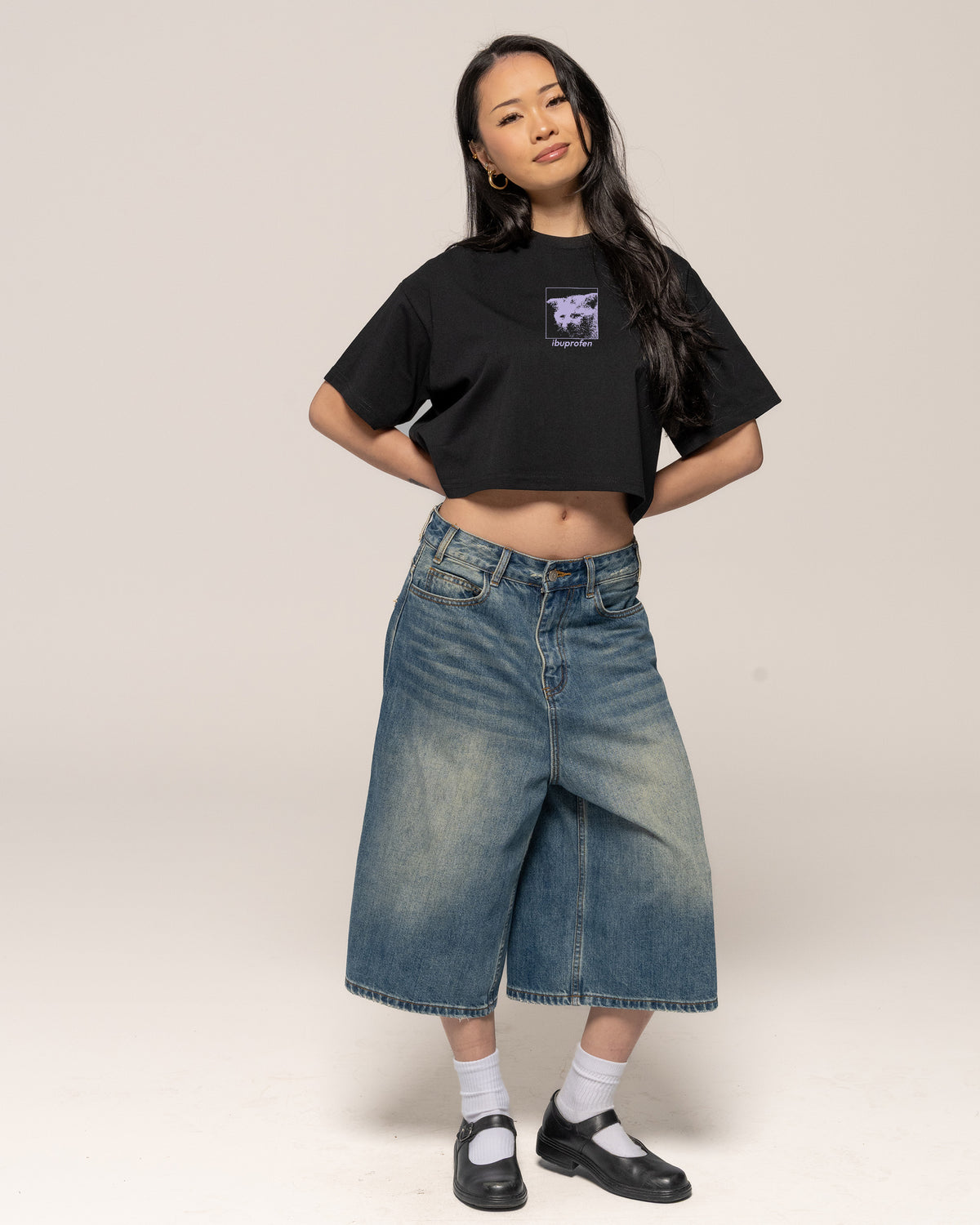 Ibuprofen Black Crop Tee