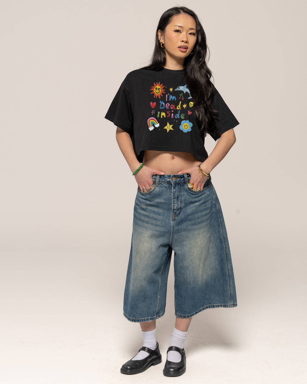 I'm Dead Inside Black Crop Tee