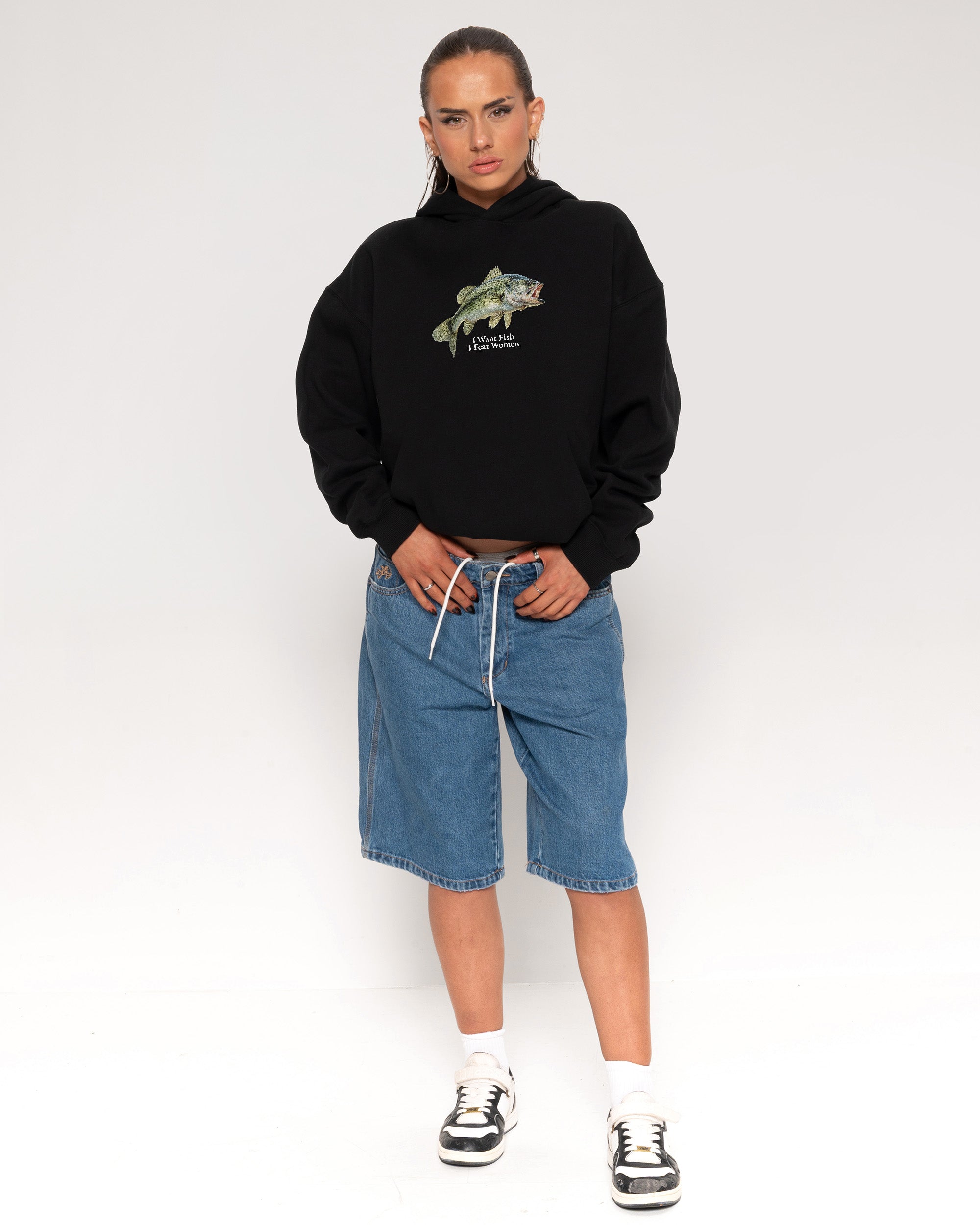 I Want Fish,I Fear Women Black Hoodie