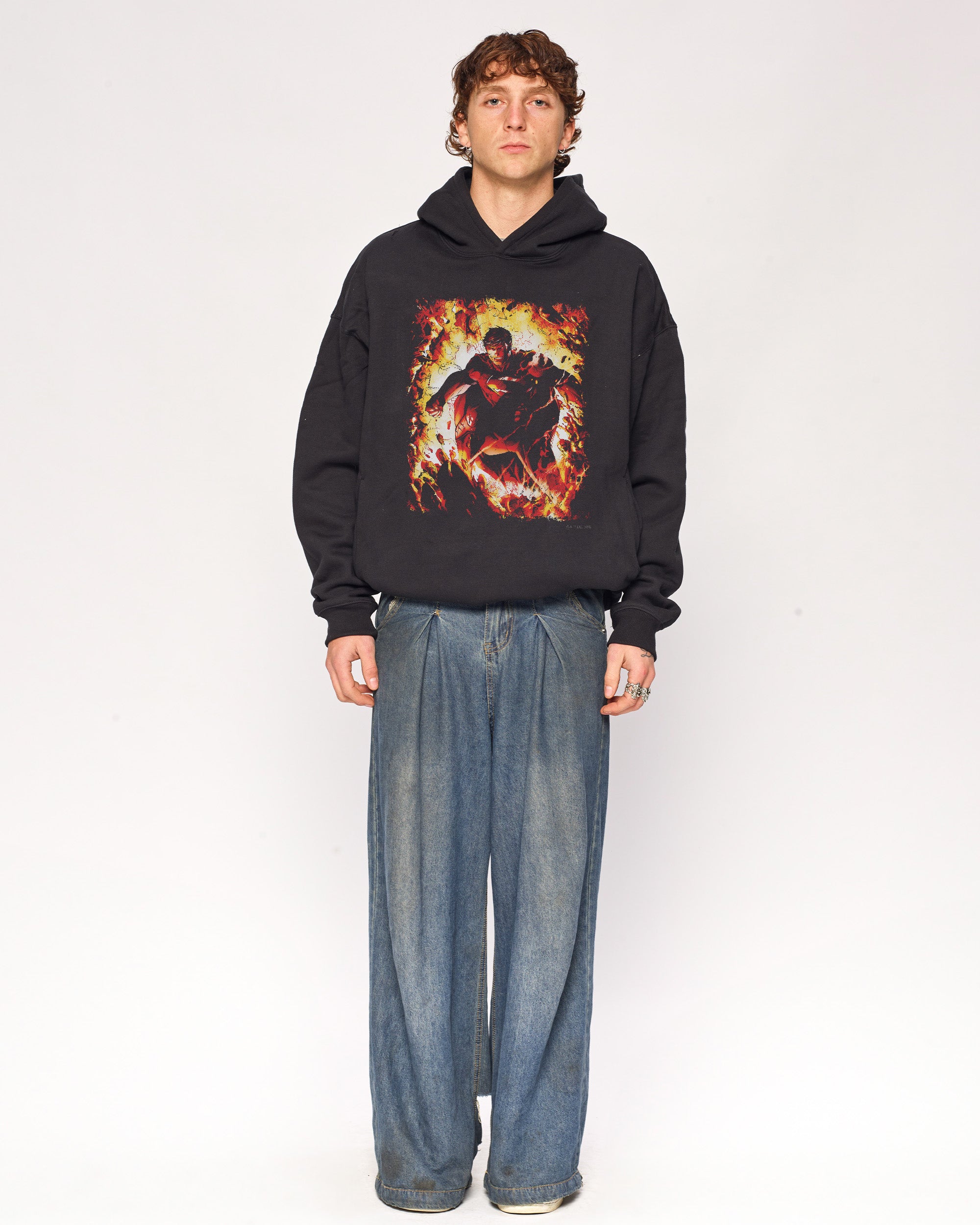 Superman Flaming Hoodie Threadheads Australia Online