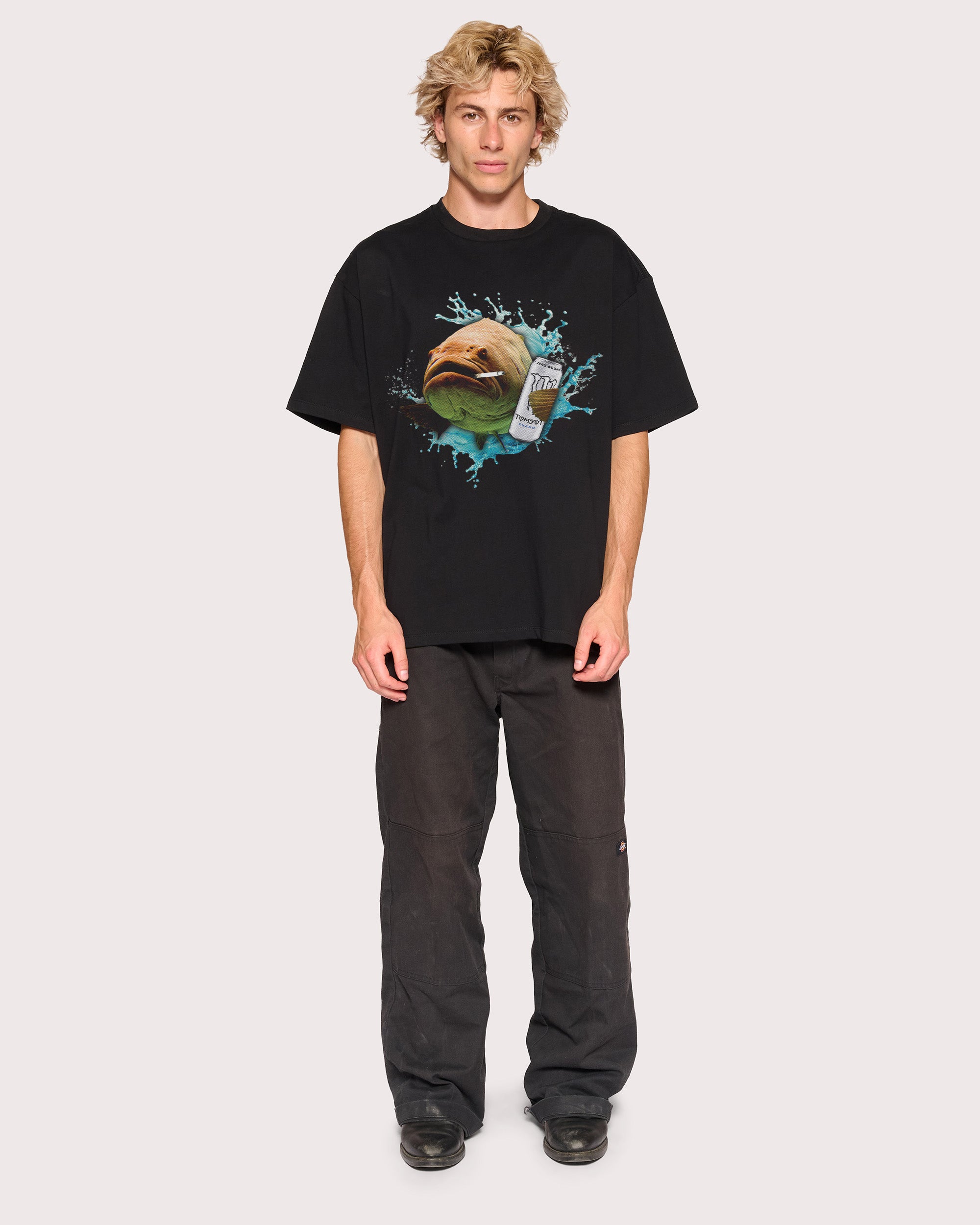 Monster Fish Black Oversized Tee