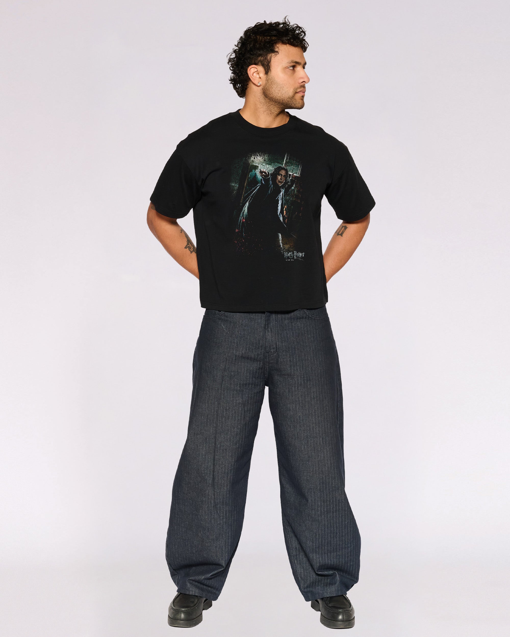 Snape Black Oversized Crop Tee