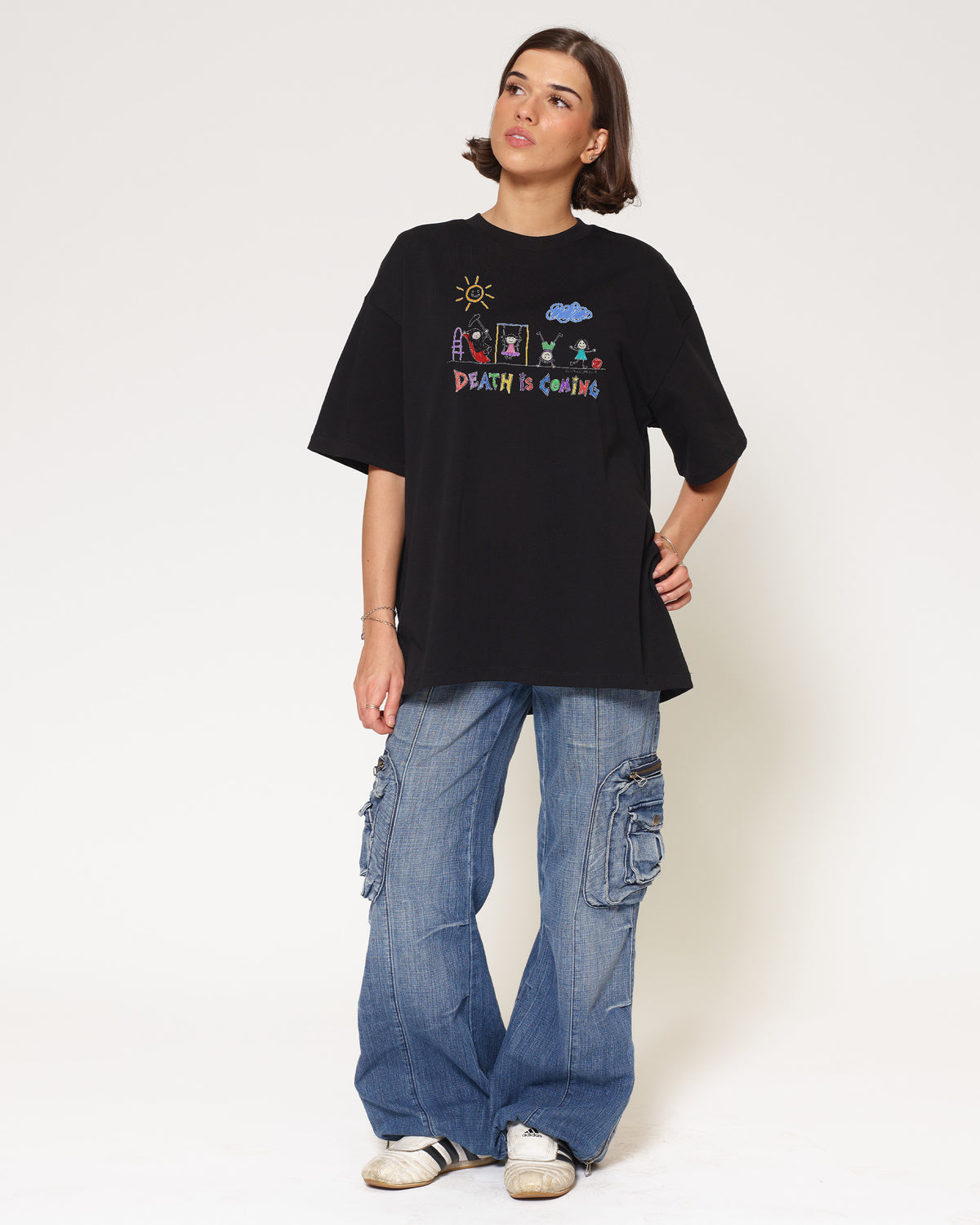 Death is Coming Black Oversized Tee