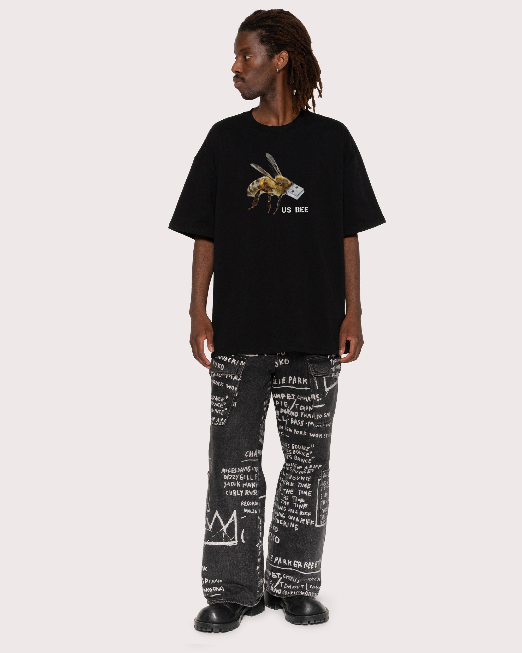 US BEE Black Oversized Tee