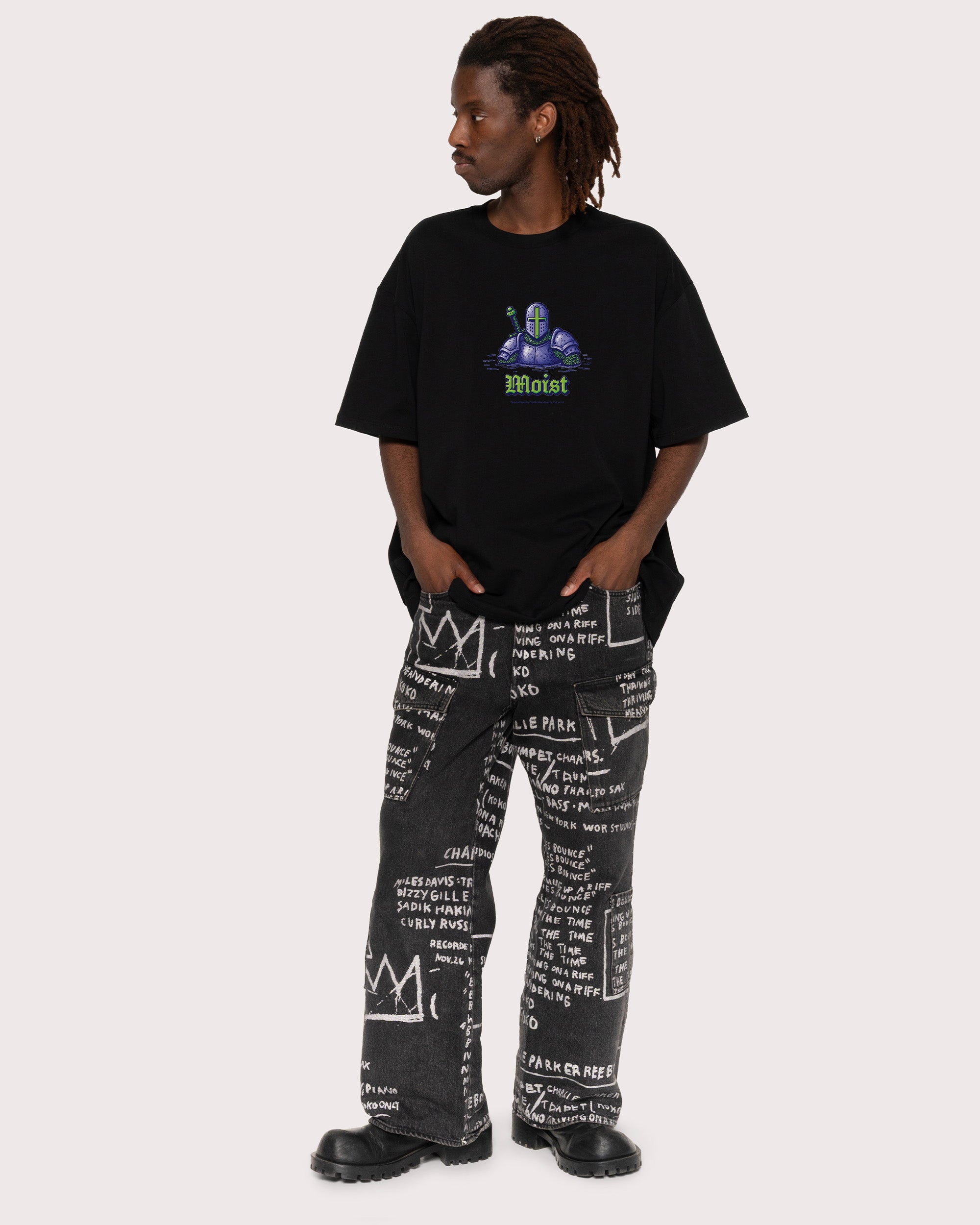 Moist Knight Black Oversized Tee