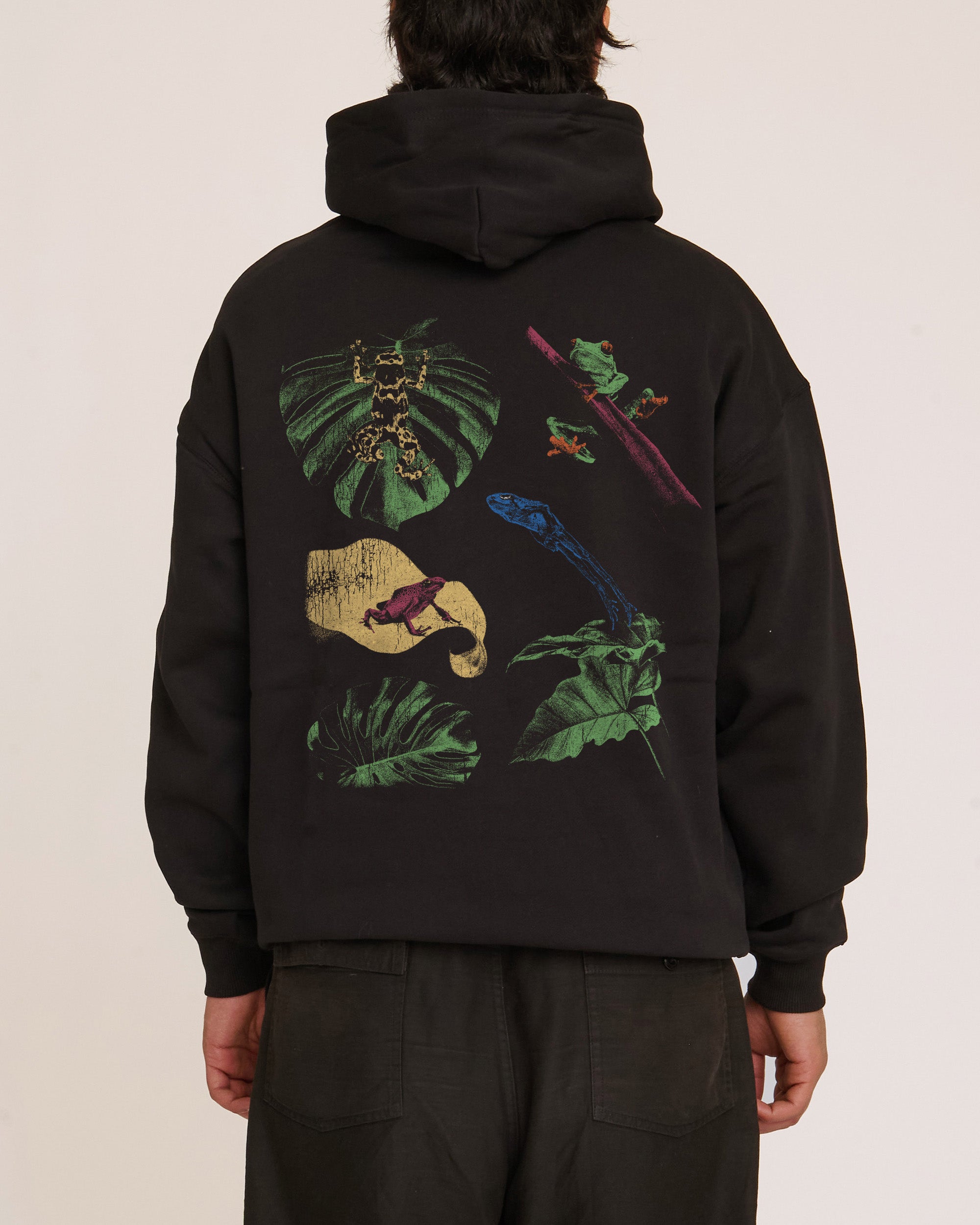 Man I Love Frogs Jungle Edition Black Hoodie