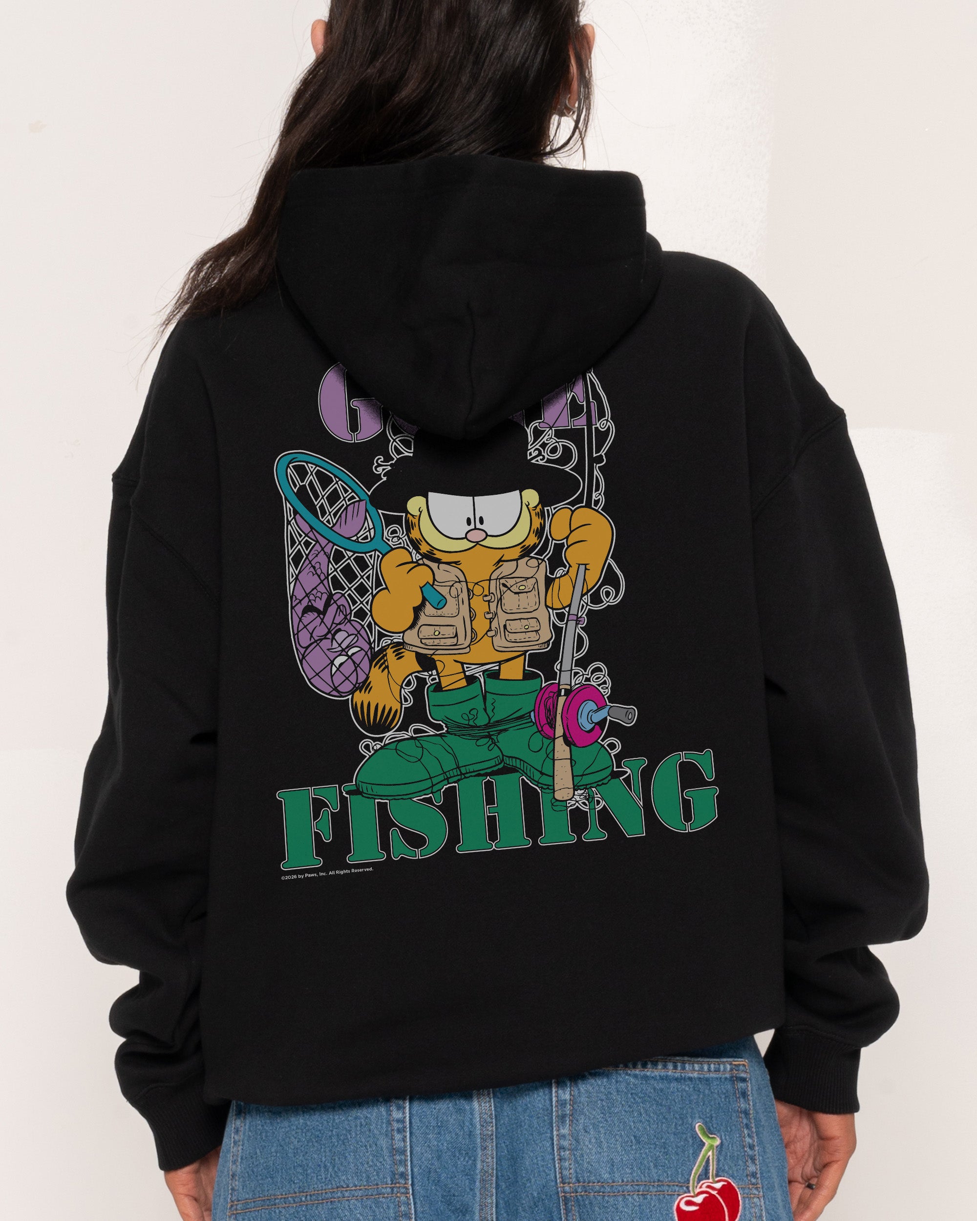 Gone Fishing Black Hoodie