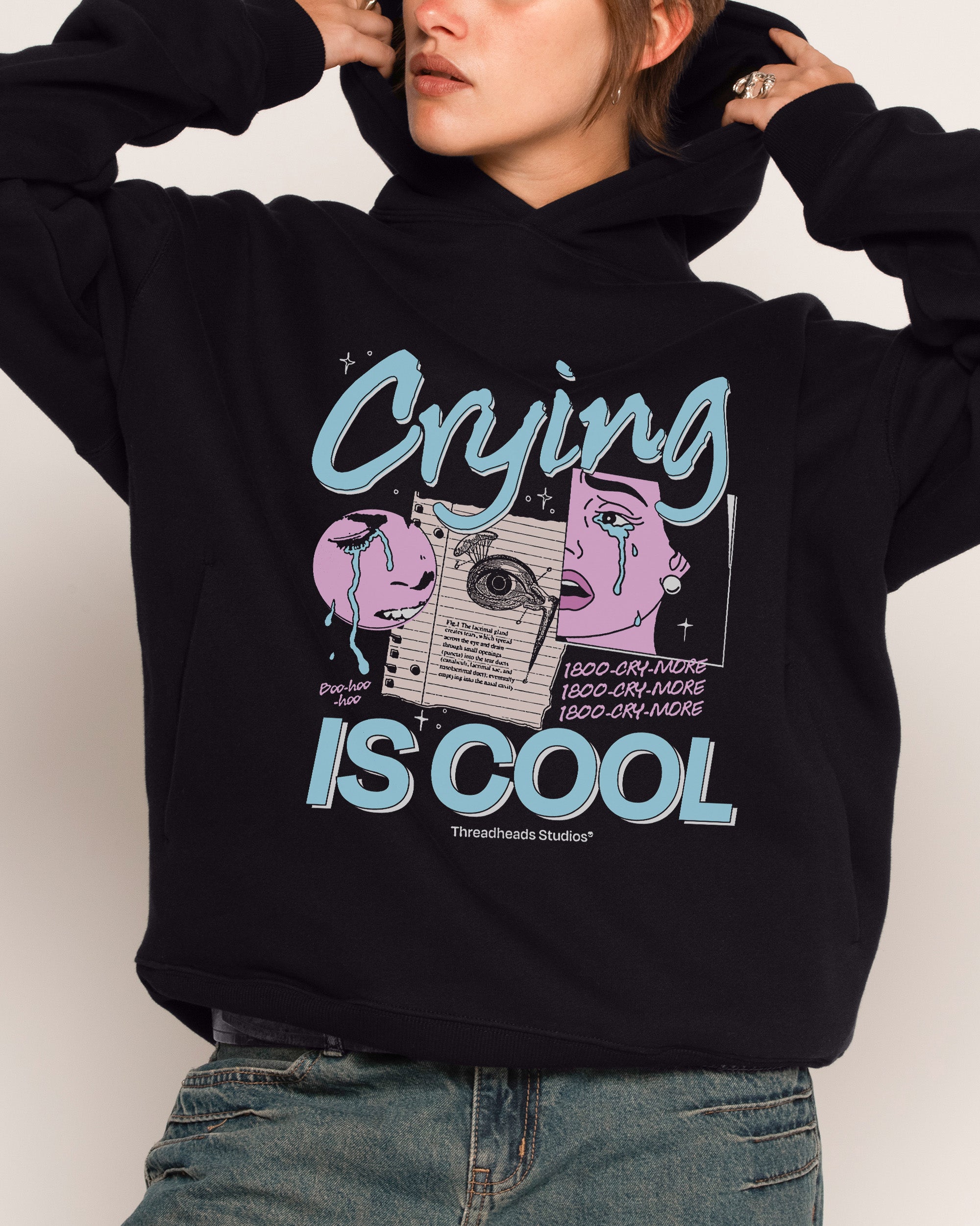 Crying is Cool Black Hoodie