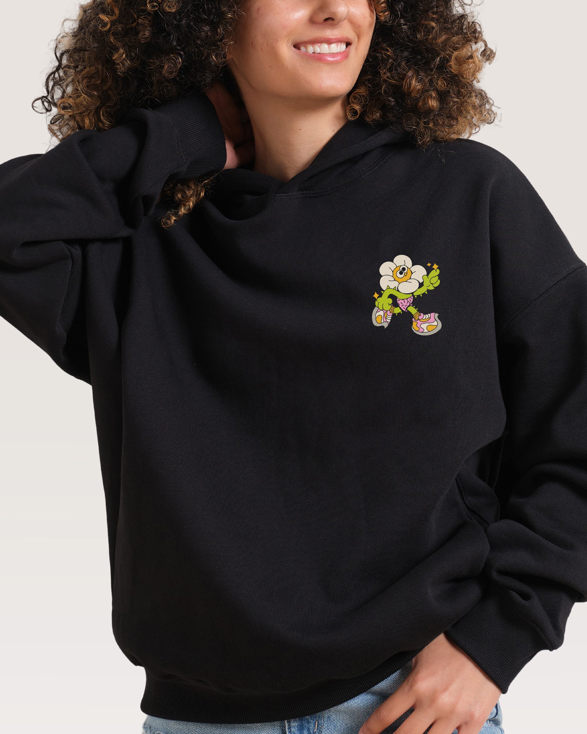 Among the Daisies Black Hoodie