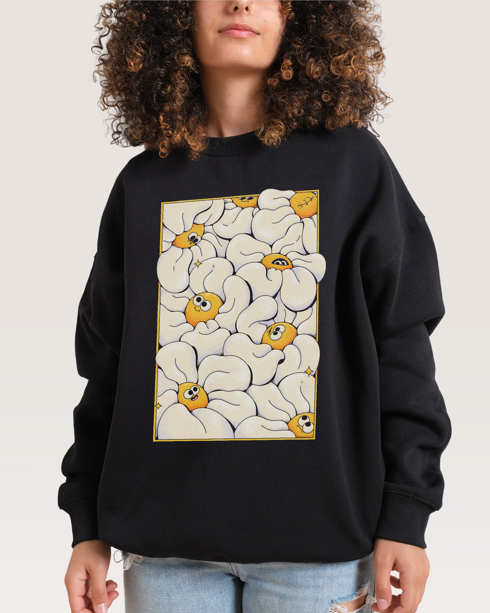 Among the Daisies Black Sweatshirt