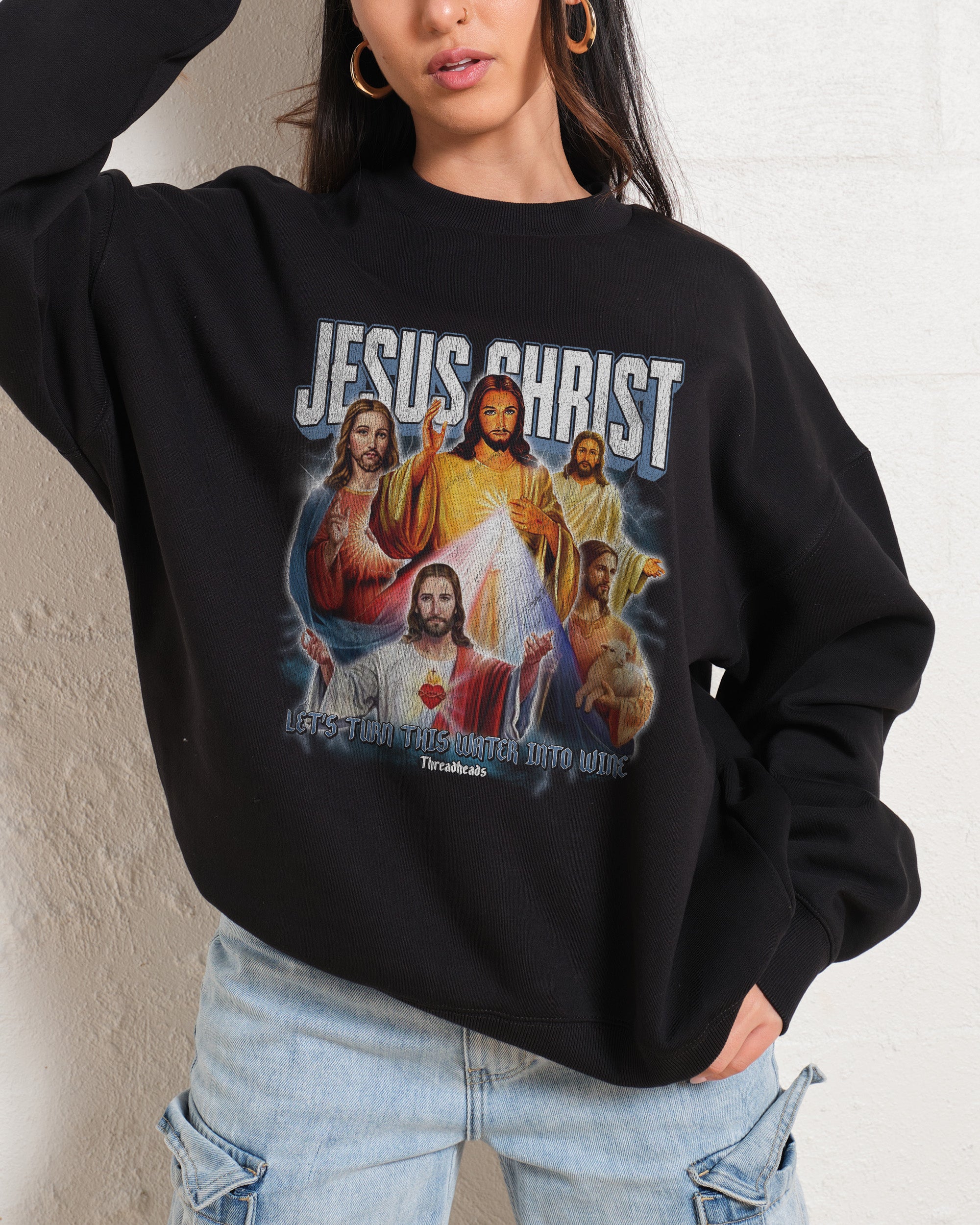 Vintage Jesus Christ Sweatshirt Vintage Distressed Sweatshirt UK