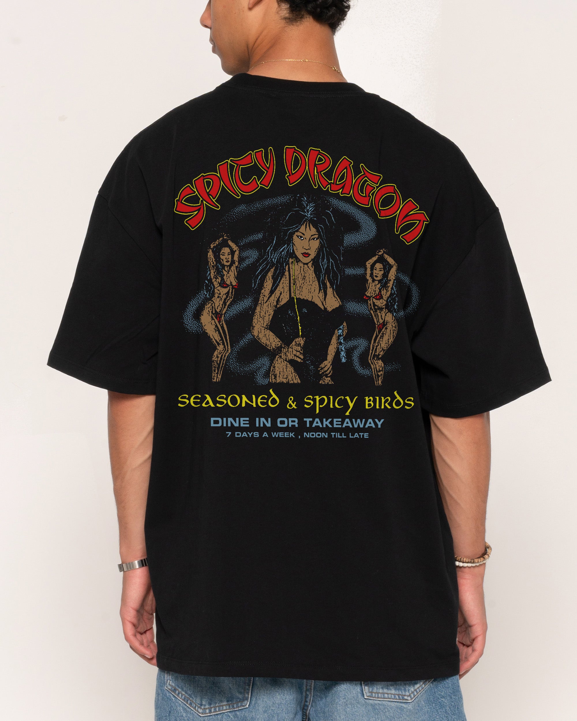 Spicy Dragon Black Oversized Tee