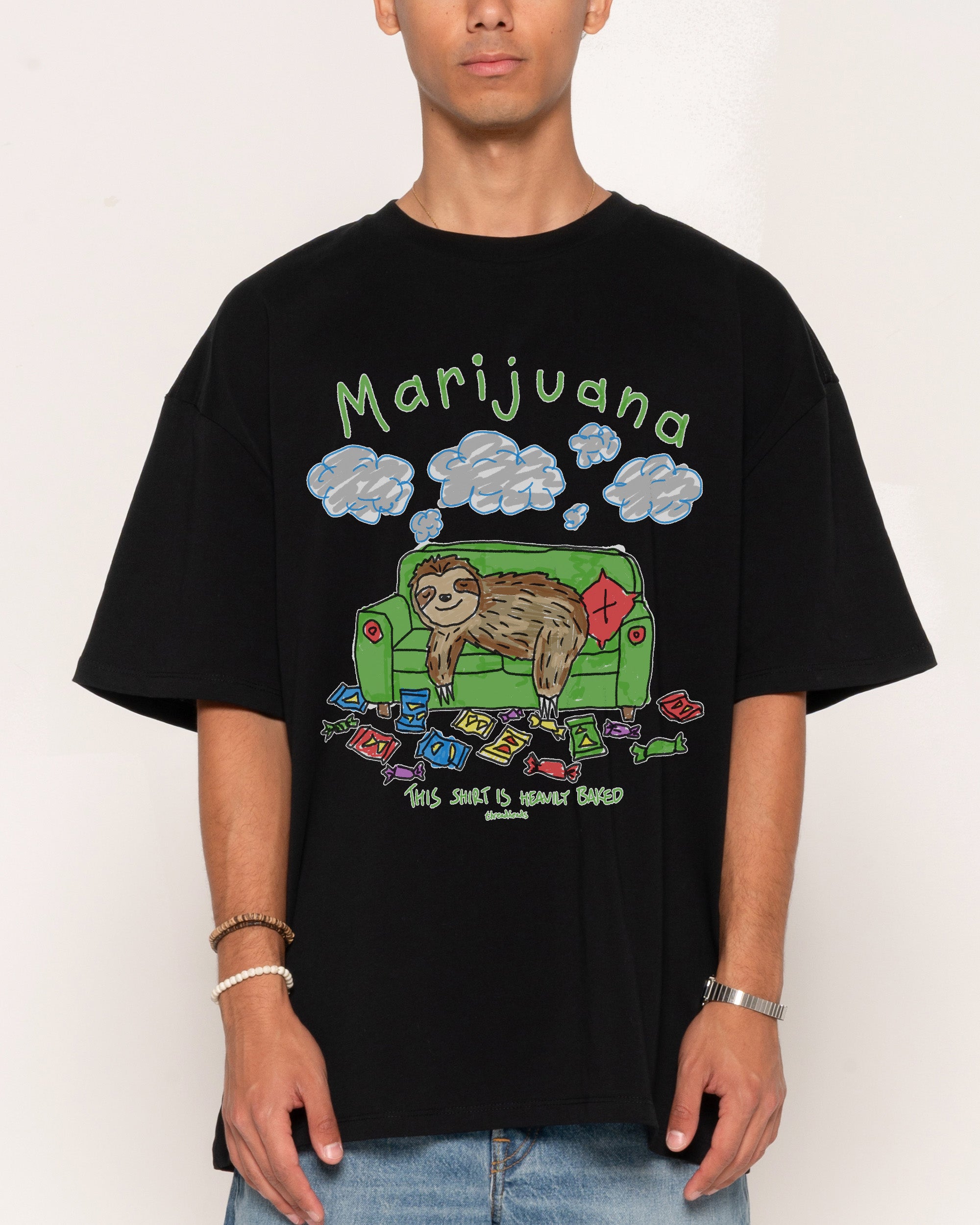 Marijuana Black Oversized Tee