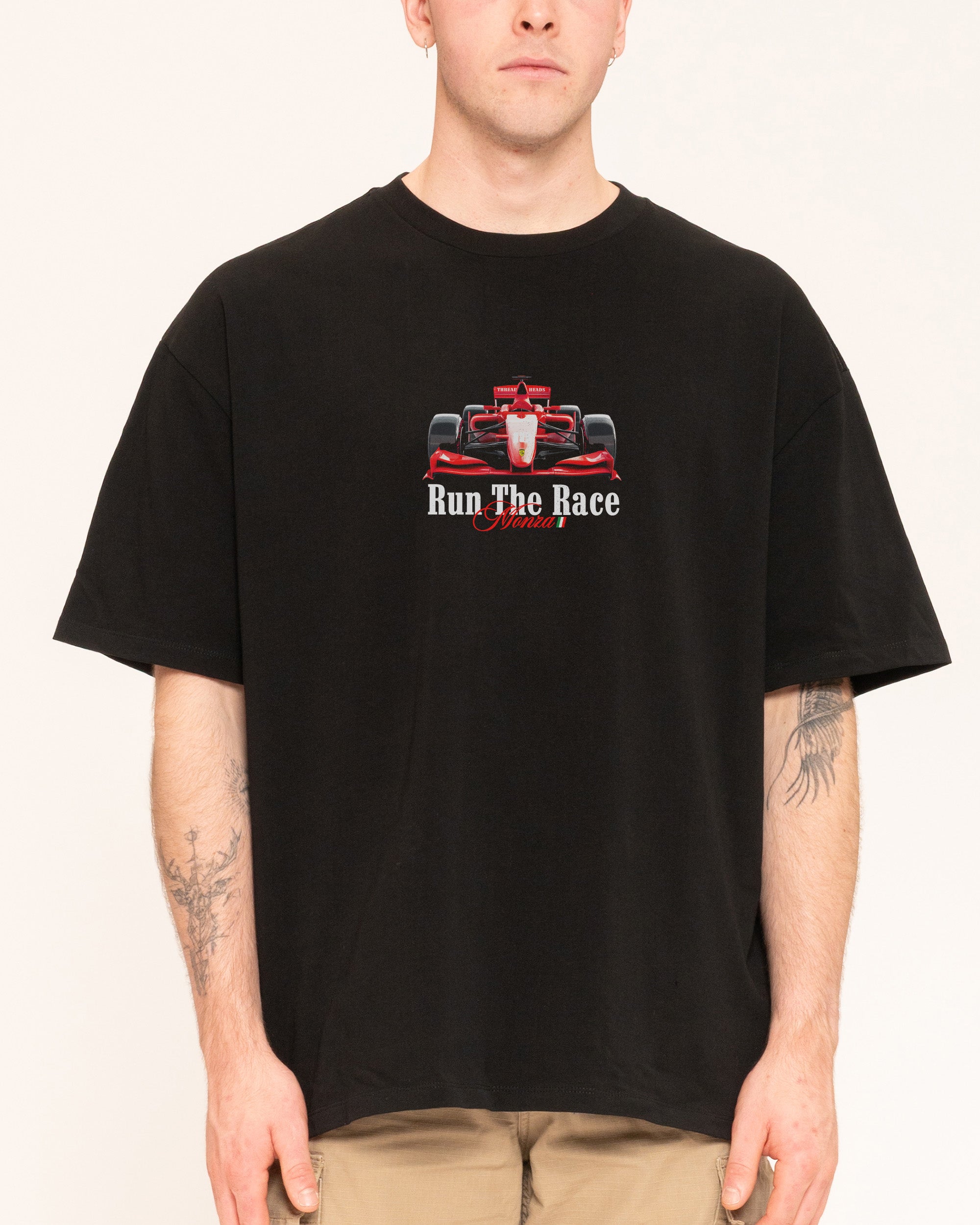 Run the Race Black Oversized Tee