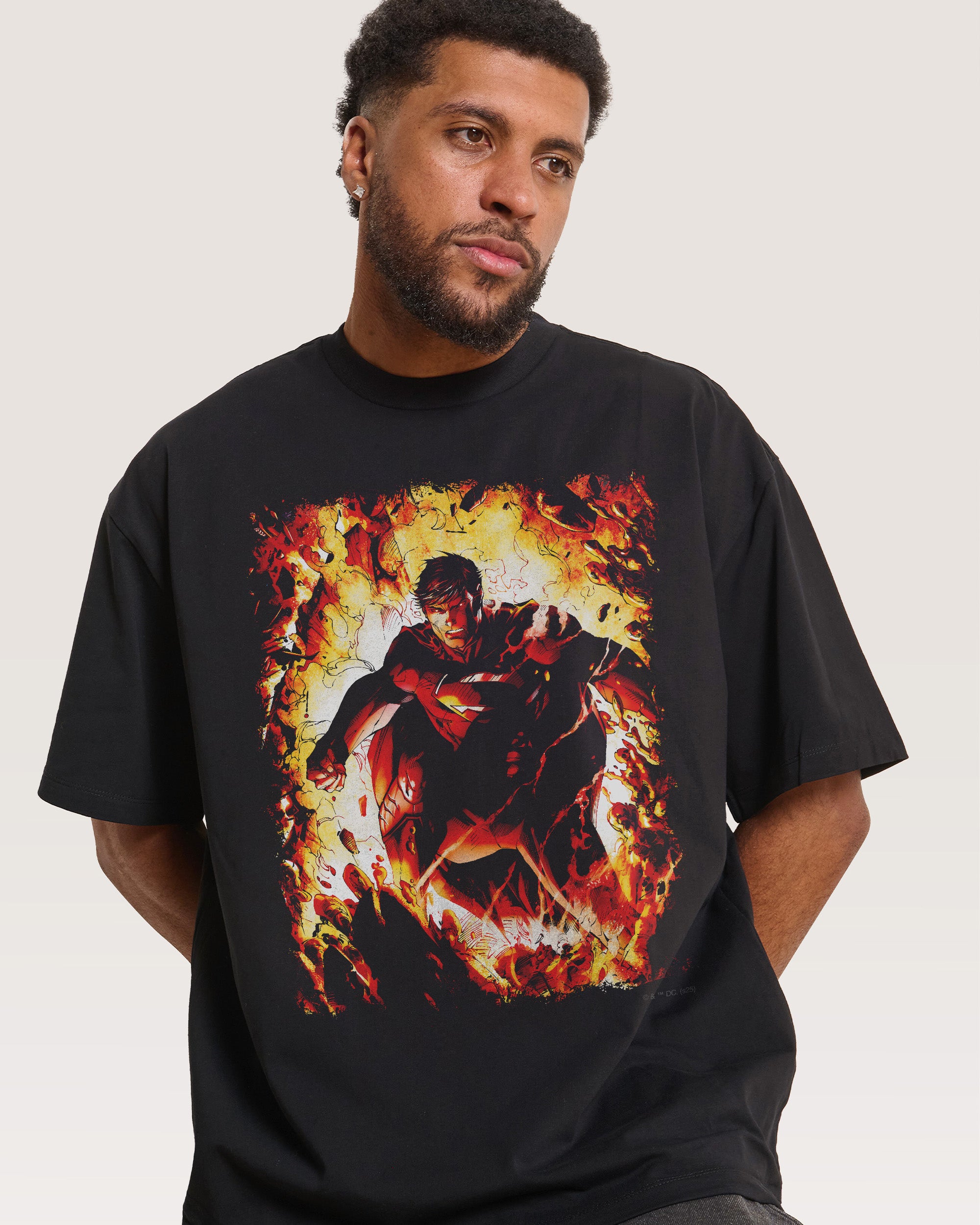 Superman Flaming Oversized Tee Threadheads Australia Online