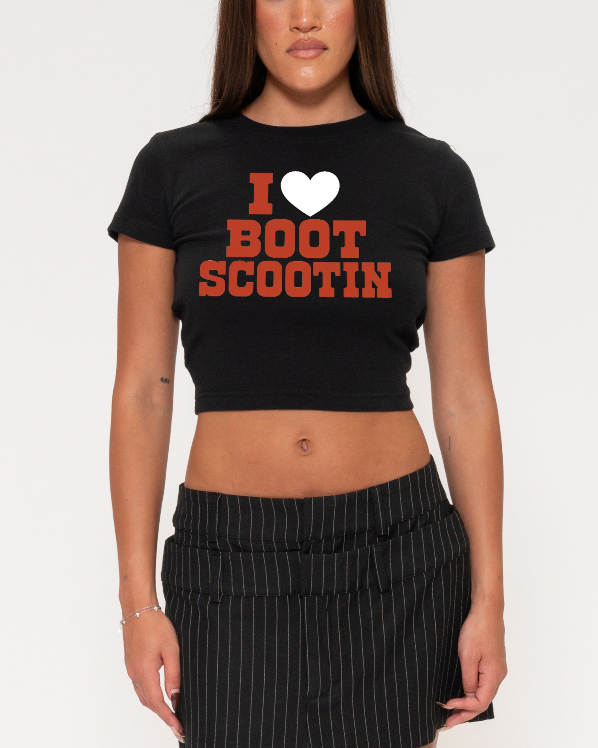 I Love Boot Scootin Black Baby Tee