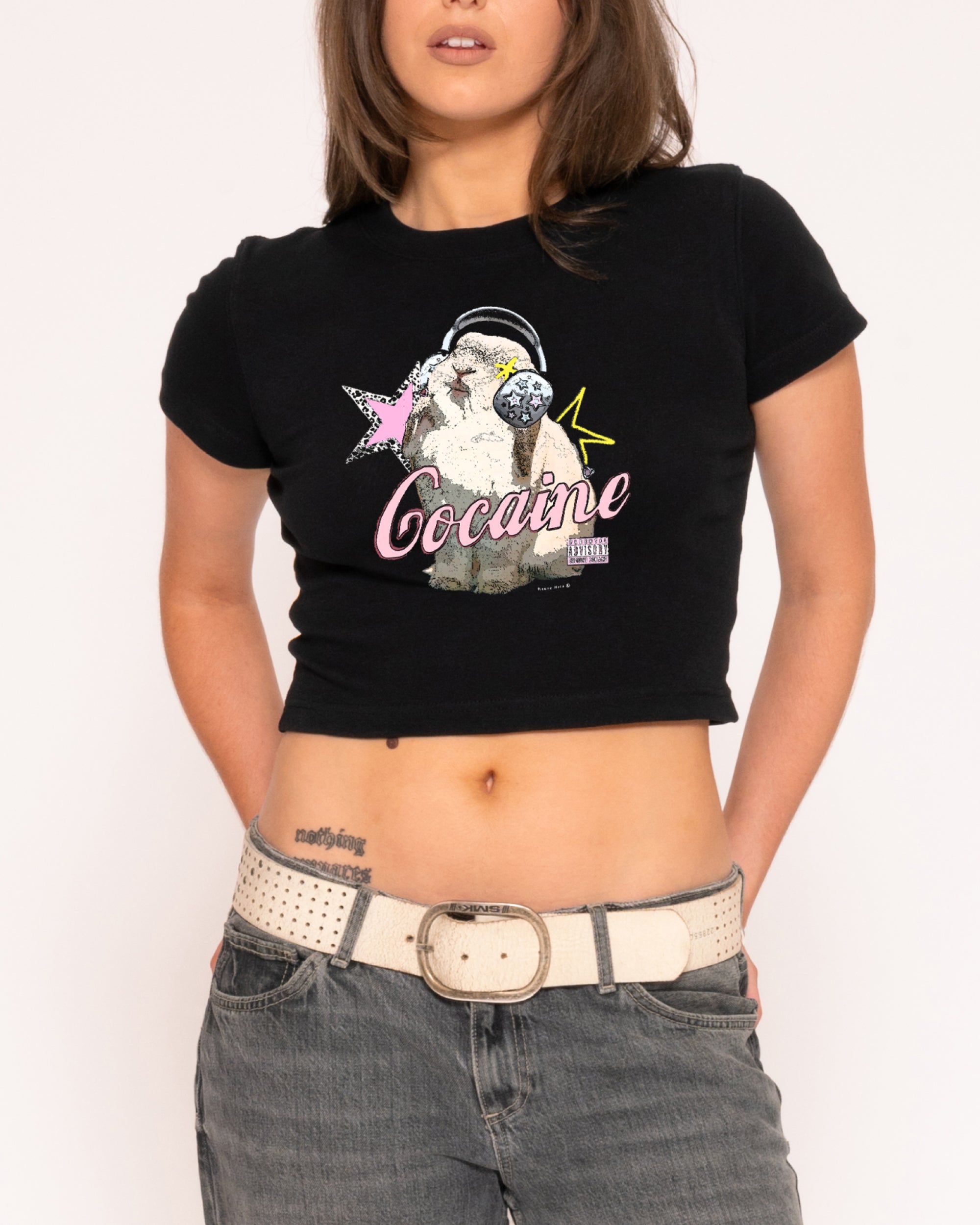 Euphoria Bunny Black Baby Tee