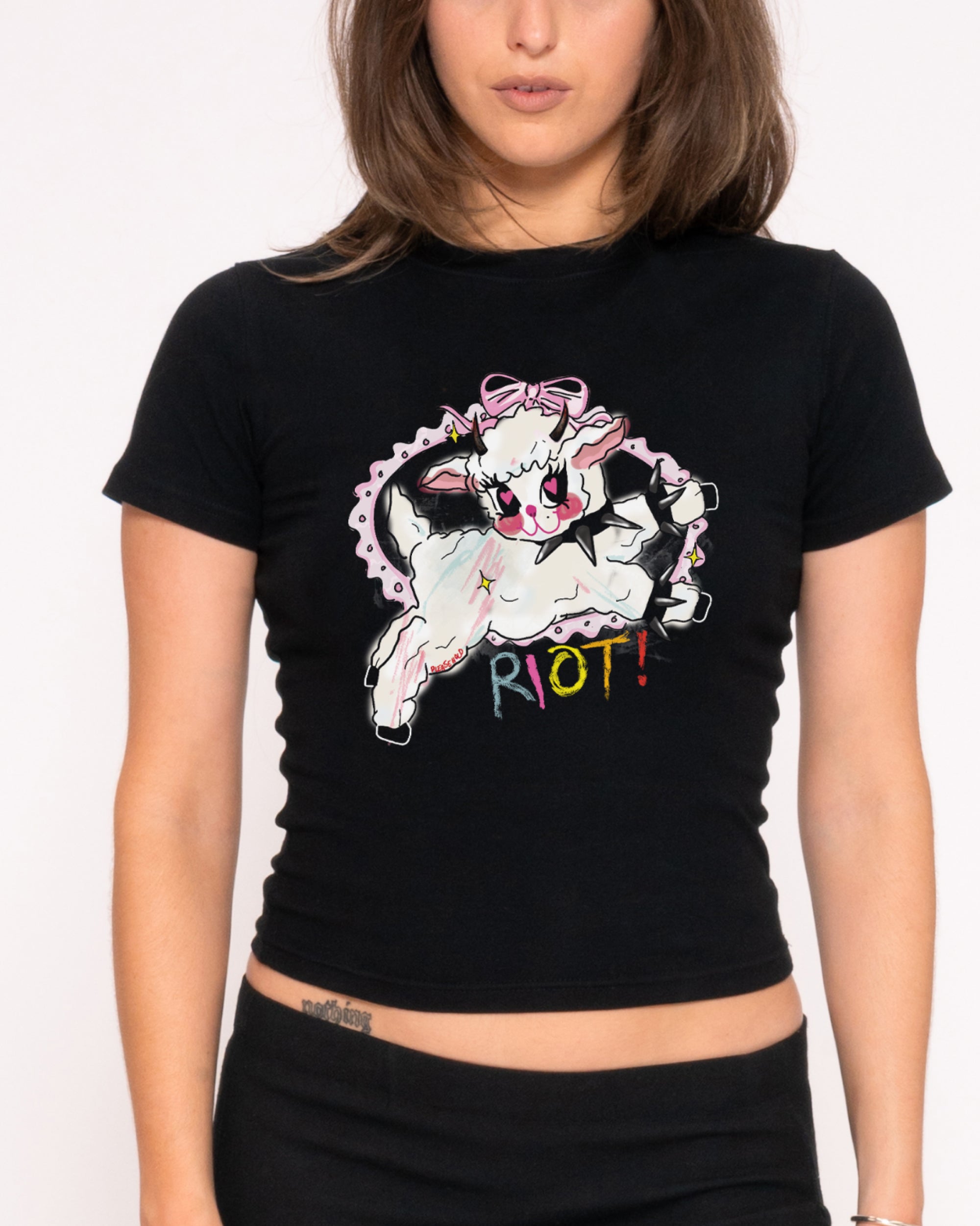 Riot Black Longline Baby Tee