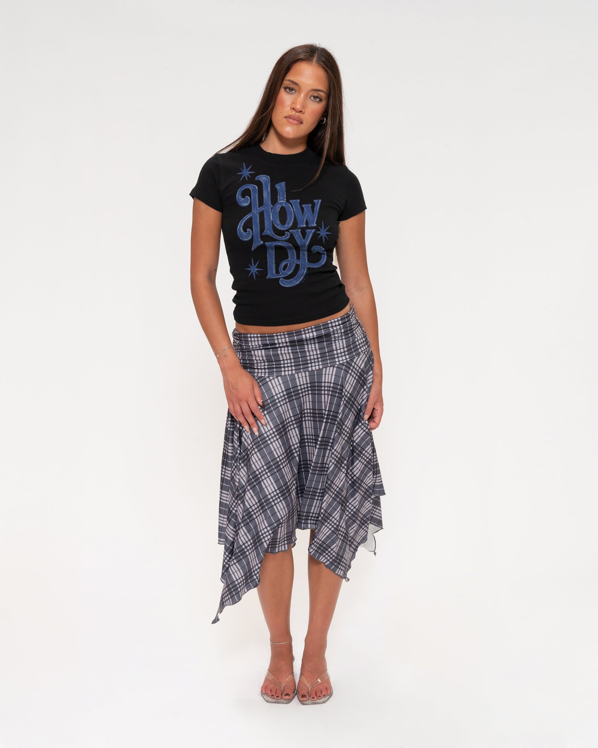 Howdy Black Longline Baby Tee