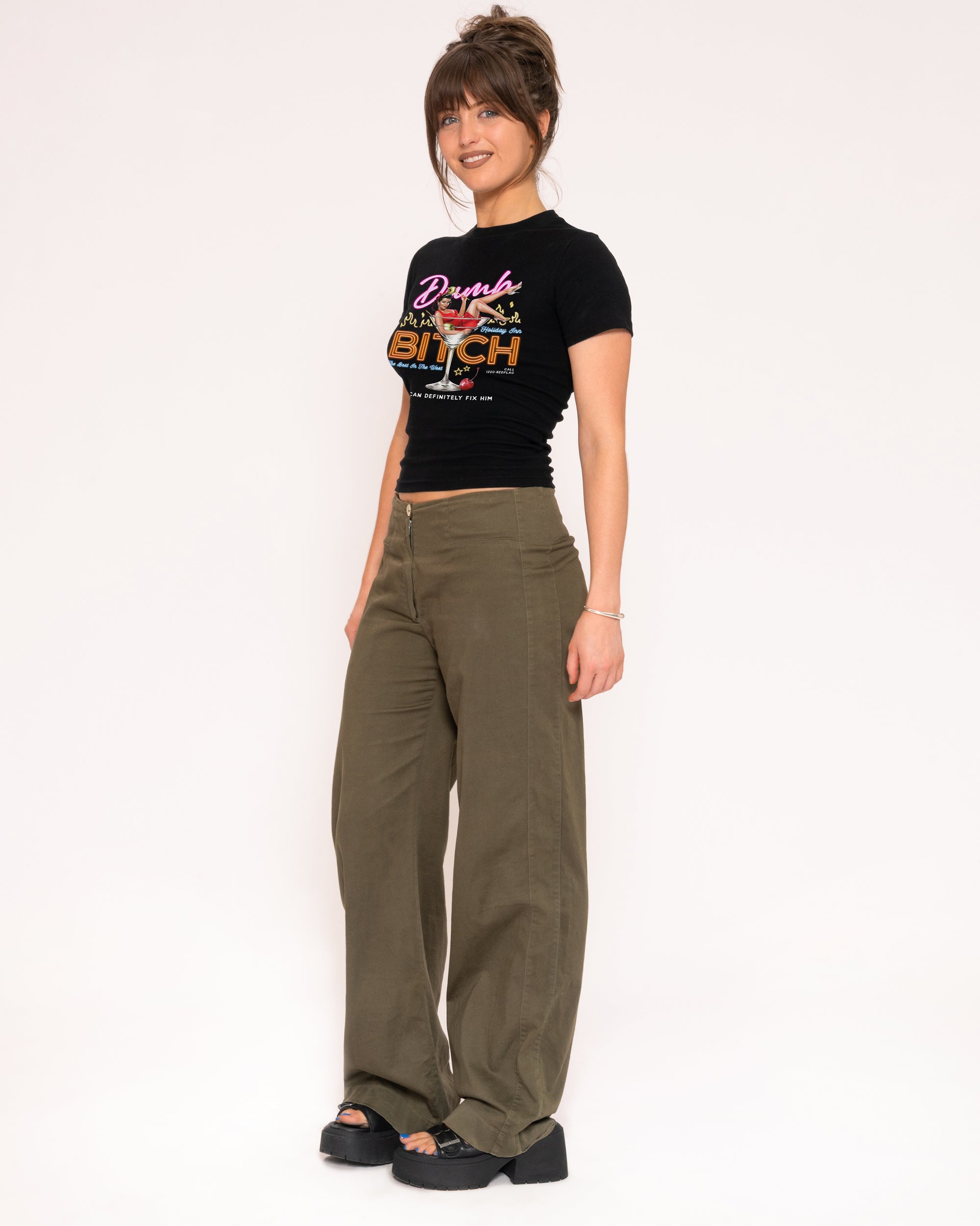 Dumb Bitch Hotel Black Longline Baby Tee