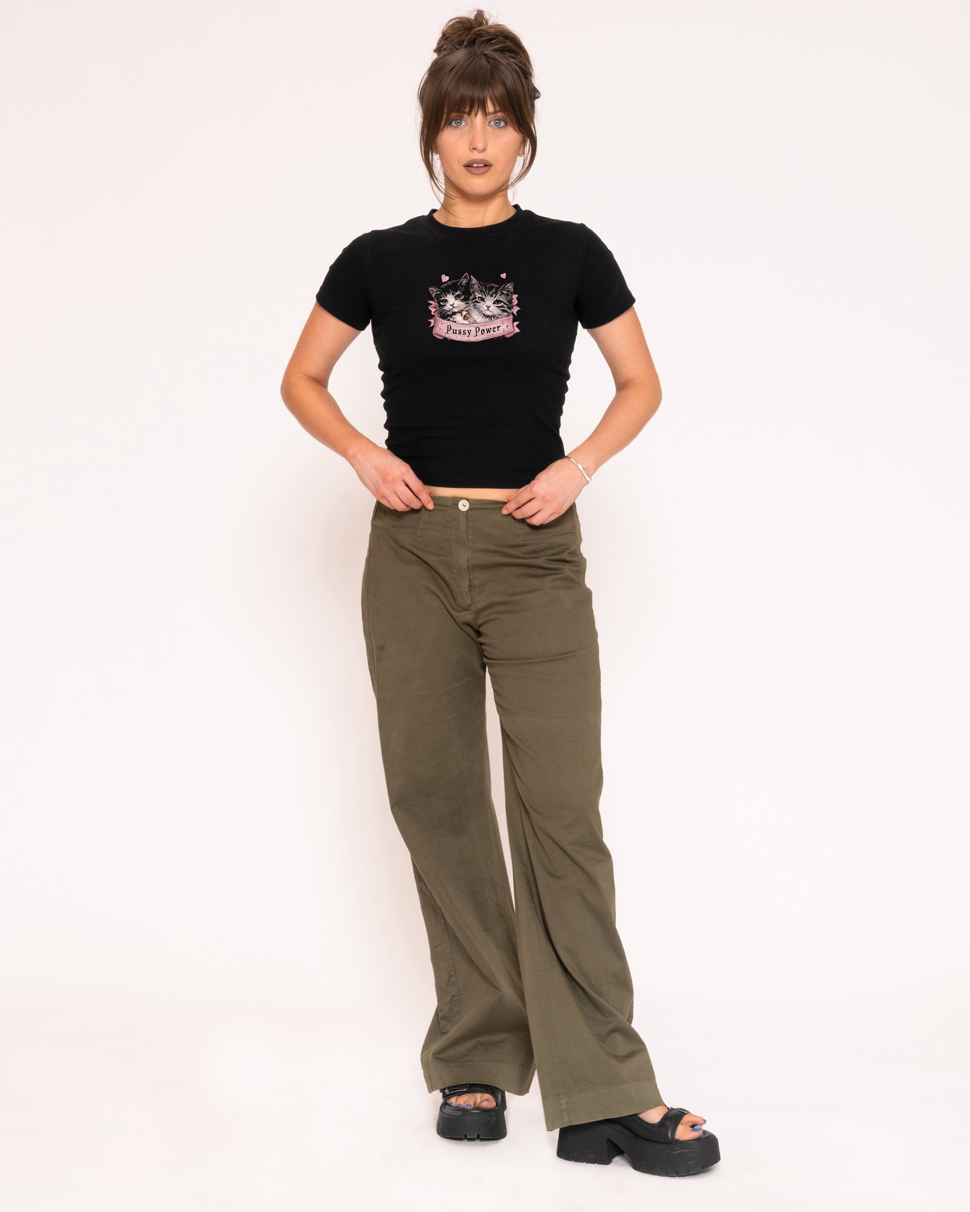 Pussy Power Black Longline Baby Tee