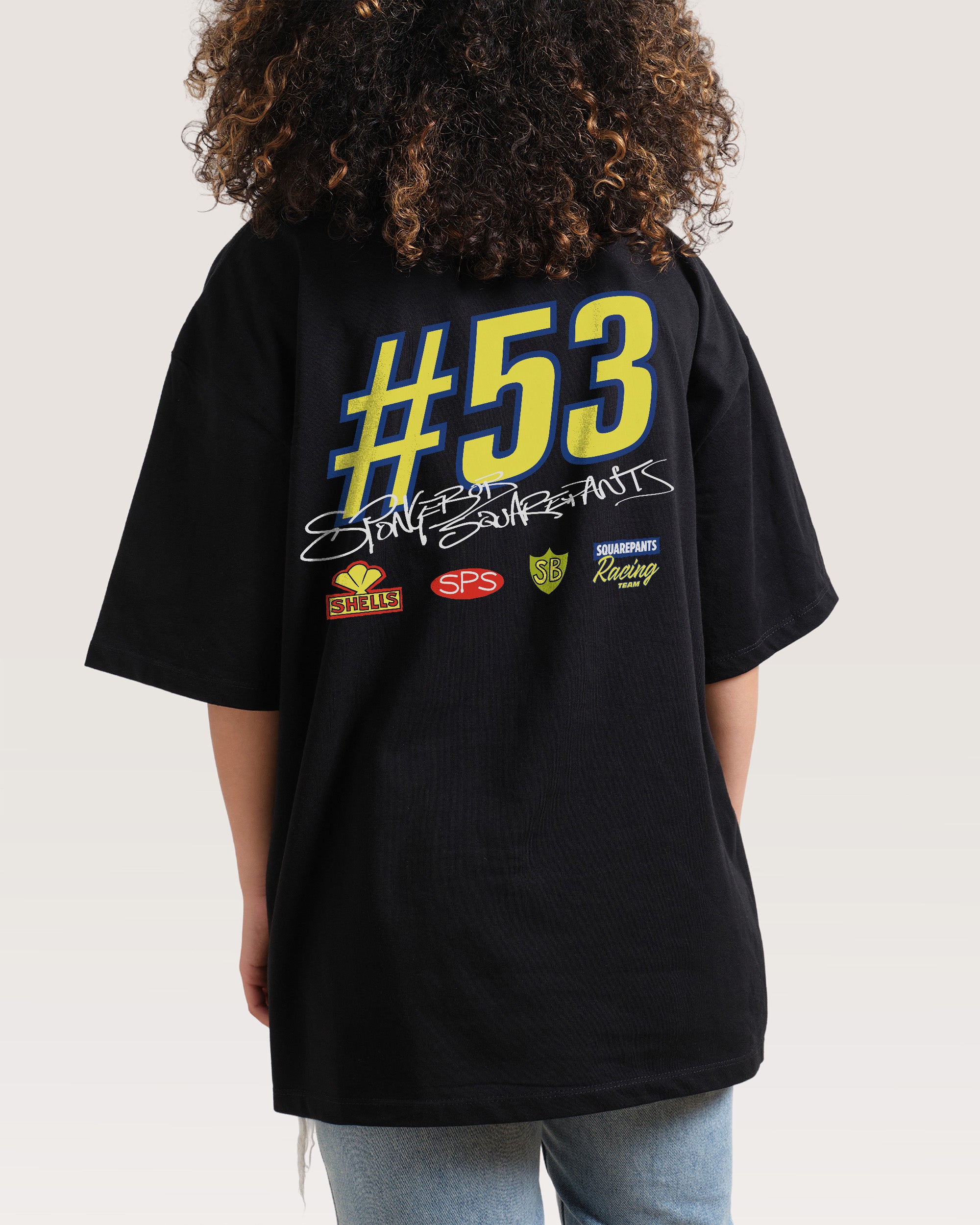 Spongebob Racing Black Oversized Tee